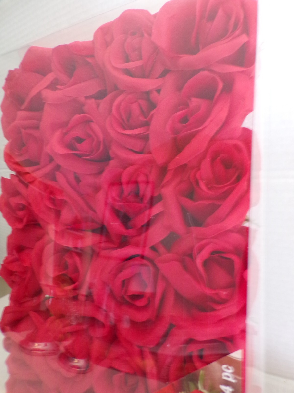 Red Roses with Stem for Home Decor, Wedding Bouquet, Centerpiece, 24pcs 3″, NIP