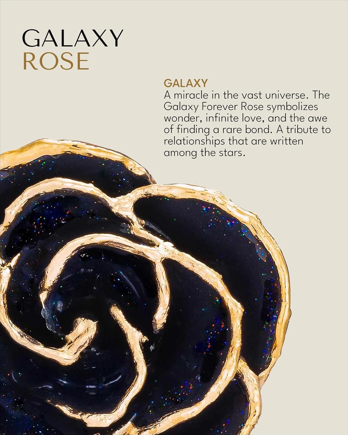 Real Galaxy Rose Dipped in 24K Gold with Gold-Trimmed Petals and Stem