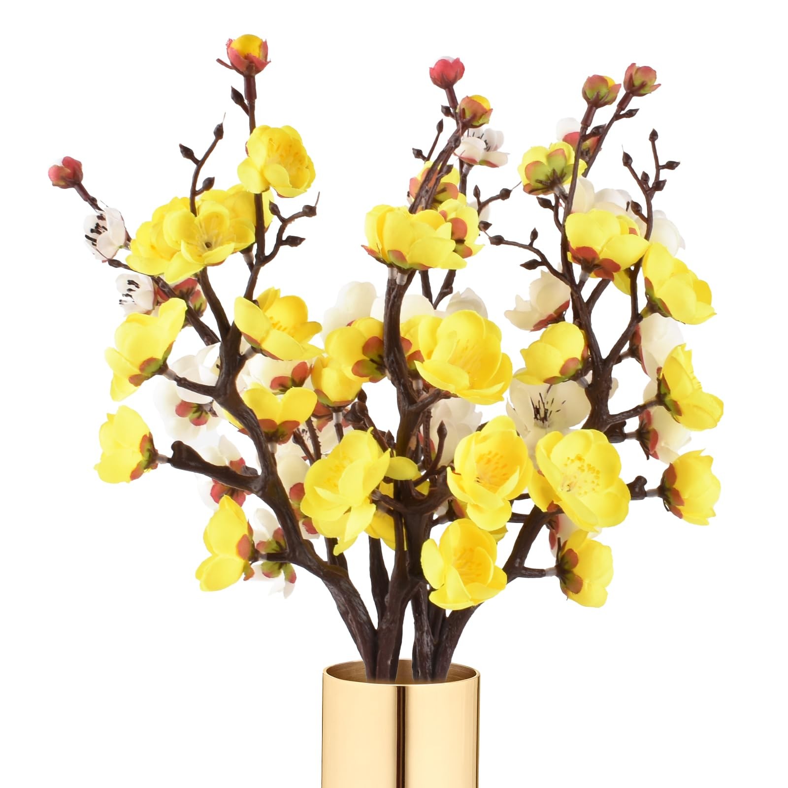 Artificial Plum Blossom 6 Pack Simulation Long Stem Silk Flower Branches Home…