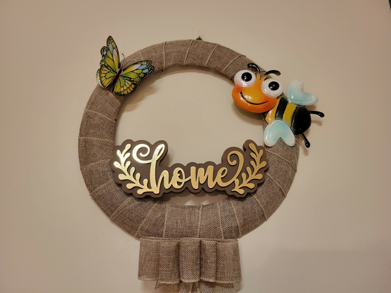 Golden HOME coral 3D BUTTERFLY wreat WHITE TEAL Hydrangeas HAPPY BEE burlap Door