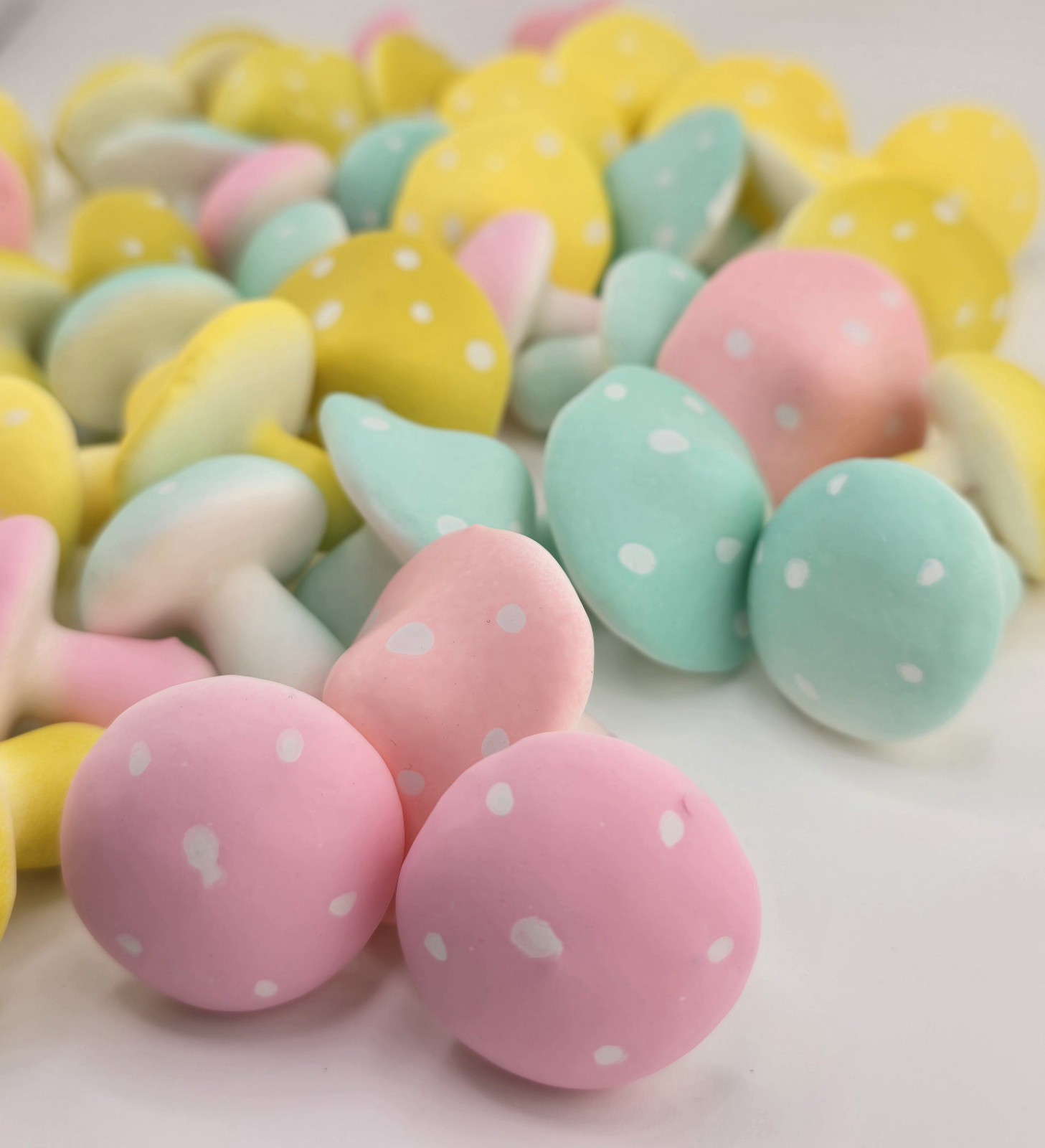 Sm Pastel Mushrooms Easter Spring Table Scatter Vase Filler Boho Farmhouse NEW
