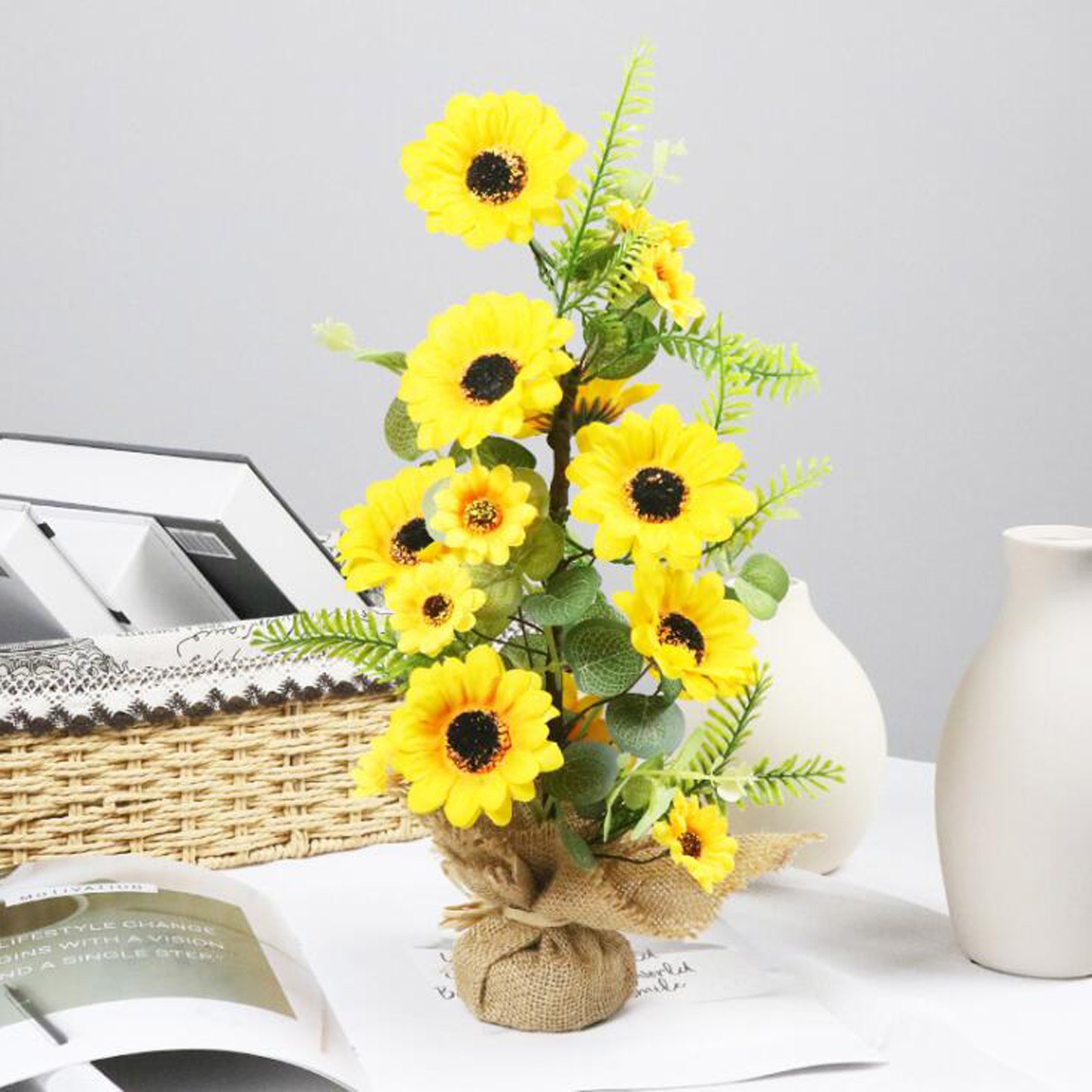 22x42cm Mini Sunflower Tree Artificial Plant For Home & Mall