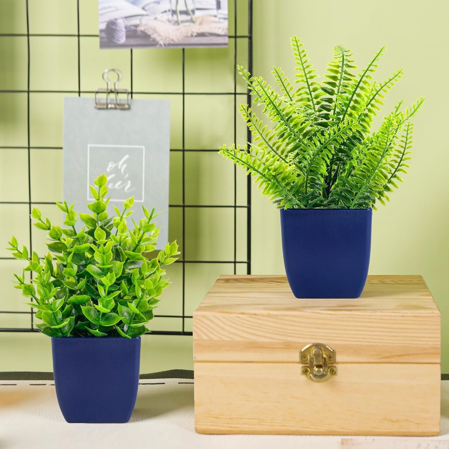 2 Pack Fake Plants Small Artificial Plants for Blue Bathroom Decor | Simple f…