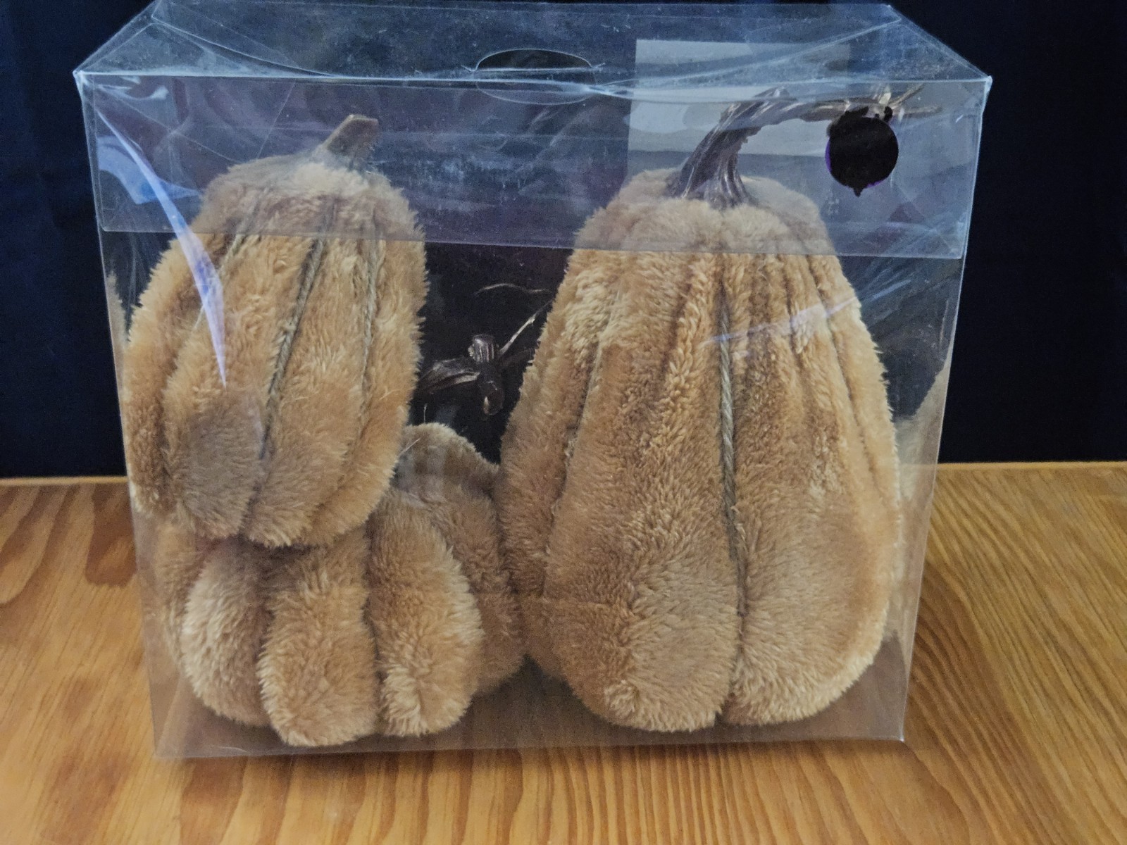 Set Of 3 Tan Faux Sherpa Pumpkins Small Fabric Pumpkins Mini Assorted Sizes