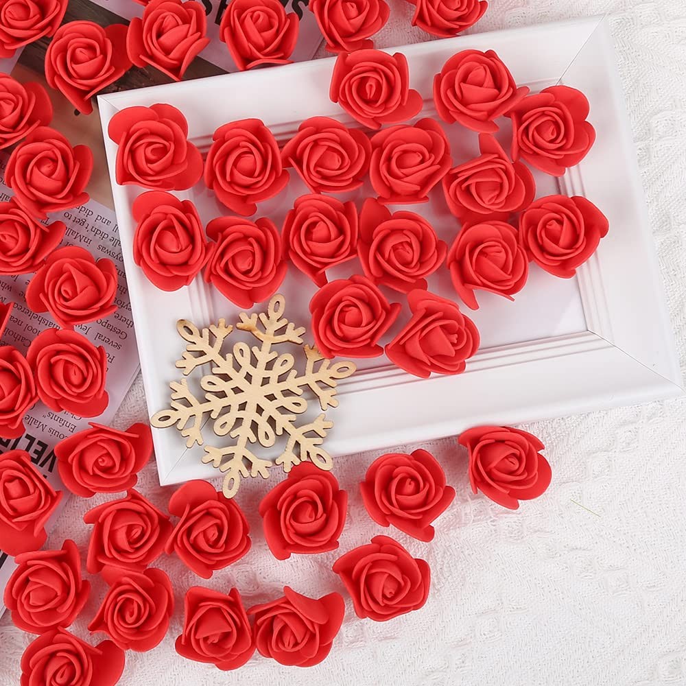 500 PCS Red Mini Foam Rose Heads Bulk Fake Flower DIY Crafts Wedding Bouquets