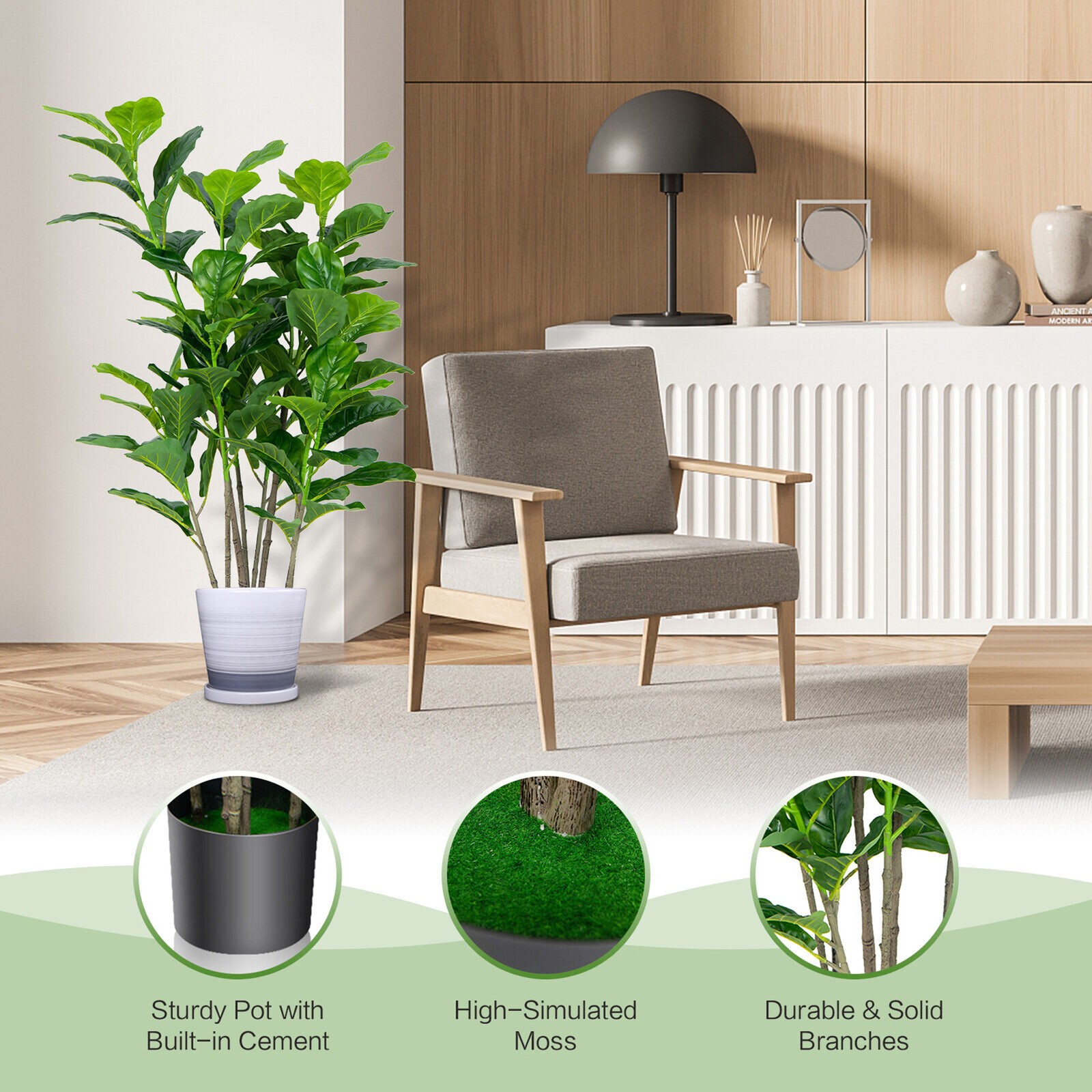 4.2′ Artificial Tree 2-Pack Artificial Fiddle Leaf Fig Tree for Indoor Outdoor