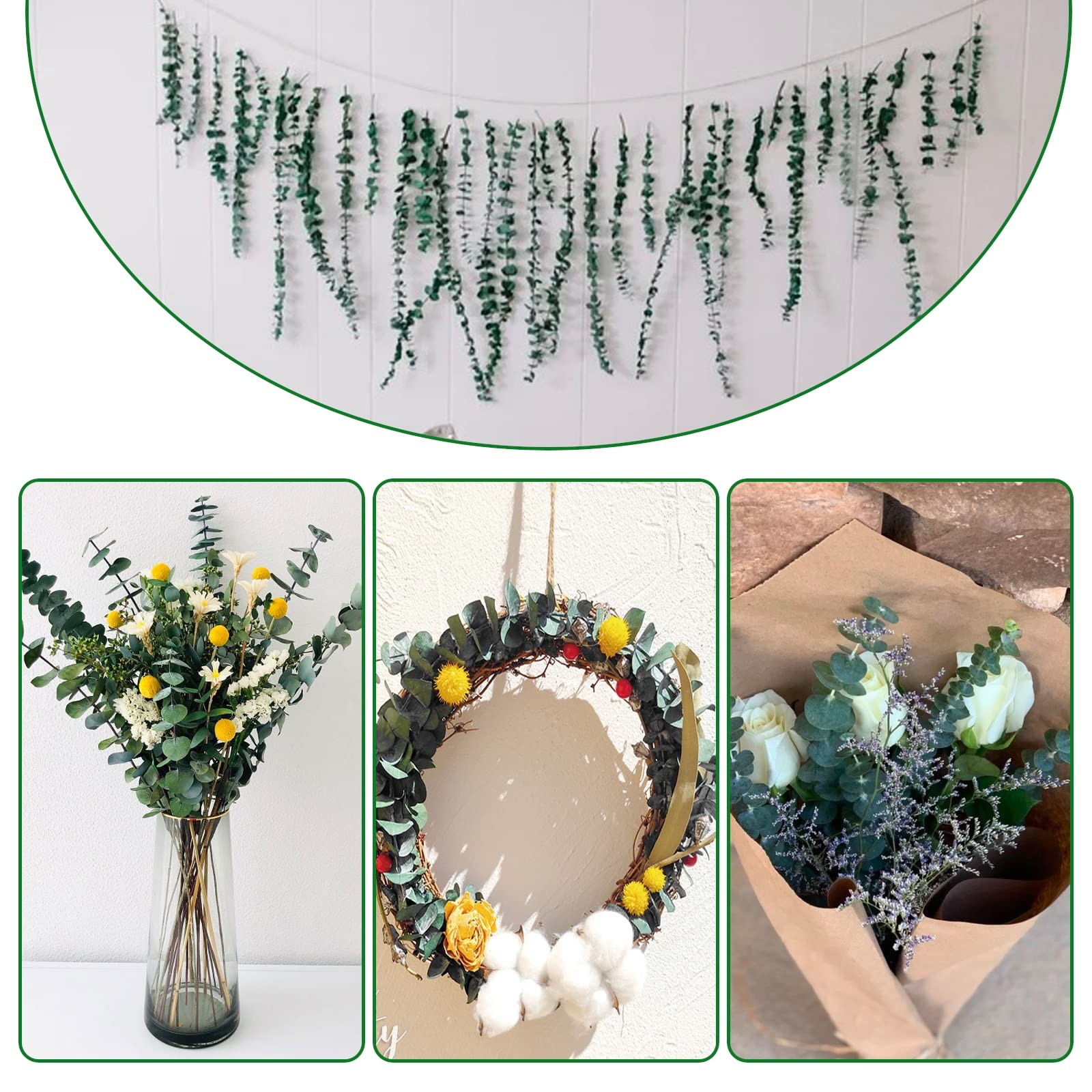 20 Pcs Preserved Dried Eucalyptus Stems, 17″ Natural Fresh Eucalyptus Branche…