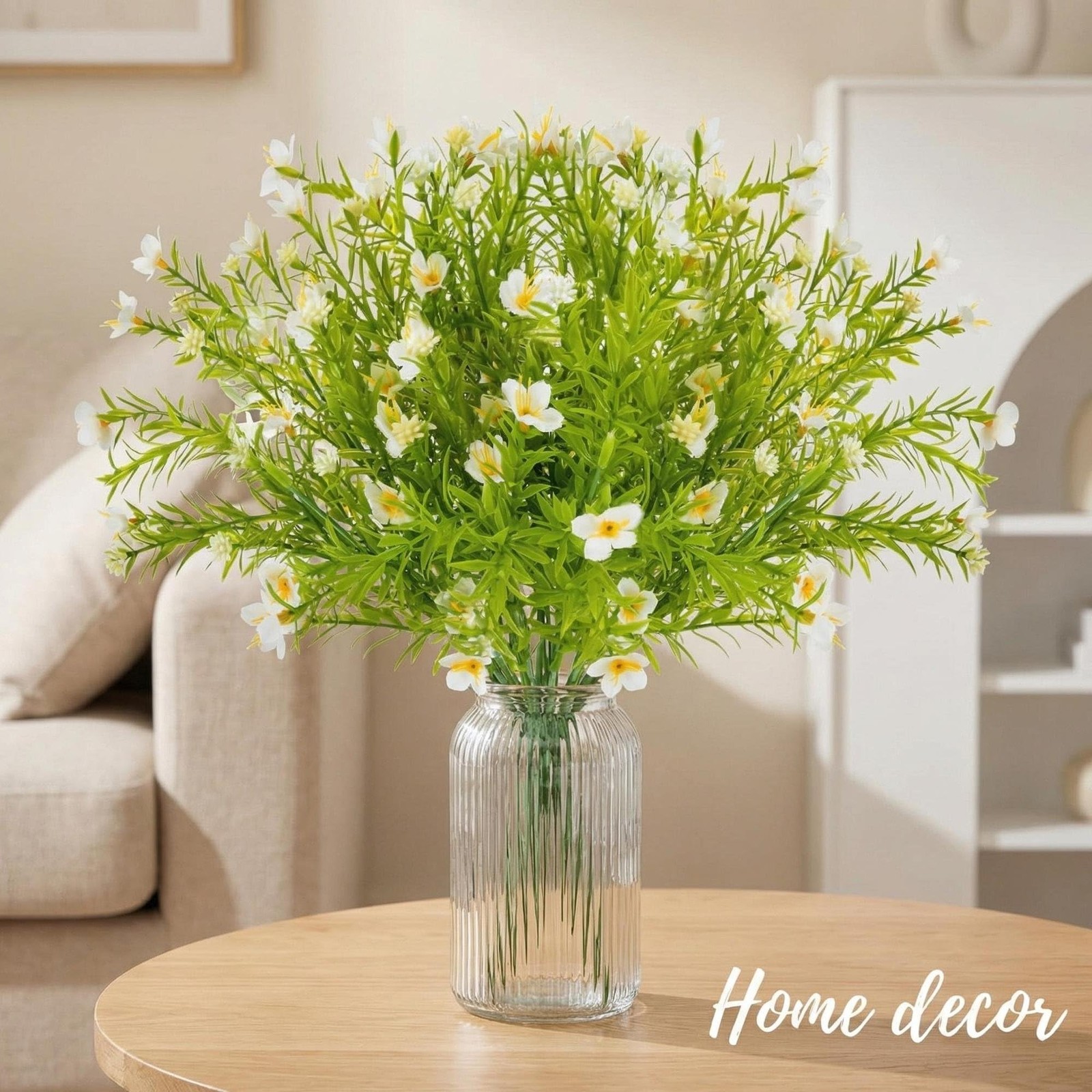 White Artificial Flowers – 3PCS Fake Flowers Daisy Decor Faux Plastic Flowers…