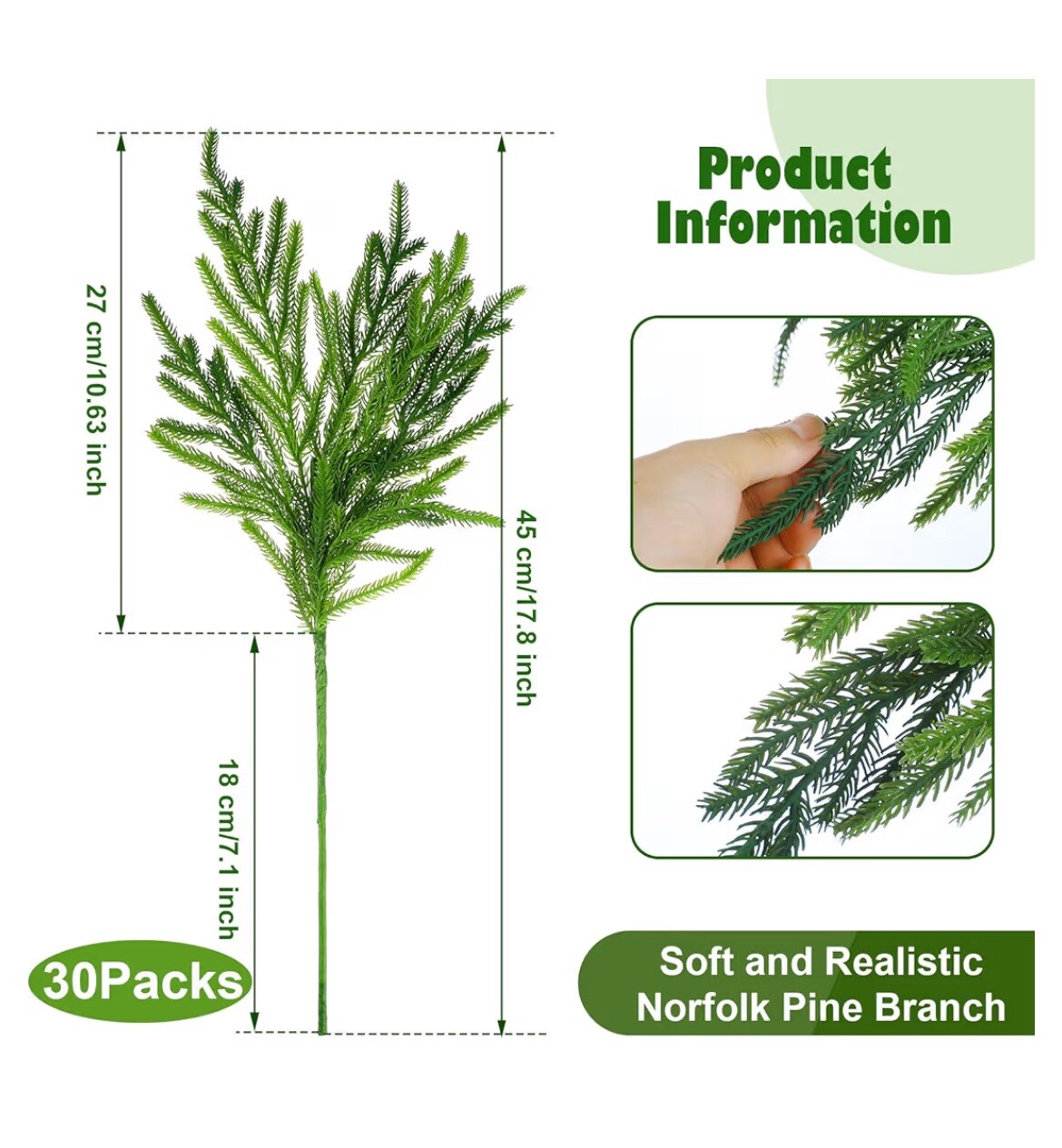 Realistic Norfolk Pink Branches (faux) Holiday Christmas Winter Decor Set Of 30