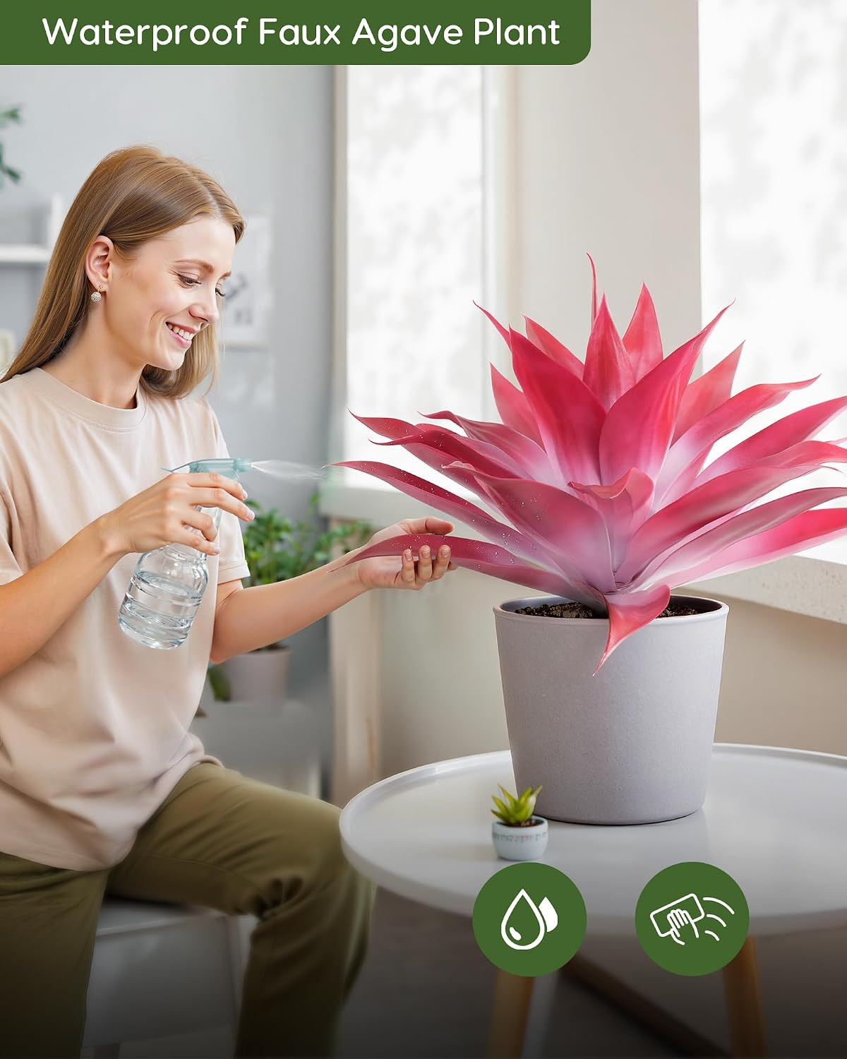 Artificial Agave Plant Set, 28 Inch, Faux Aesthetic Plants for Home Decor, Reali