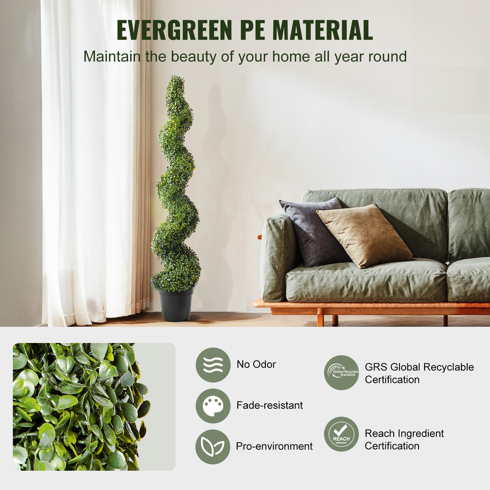 Uimoso 2 Pack 5′ Artificial Boxwood Topiary Tree Faux Plant UV Decor In/Outdoor