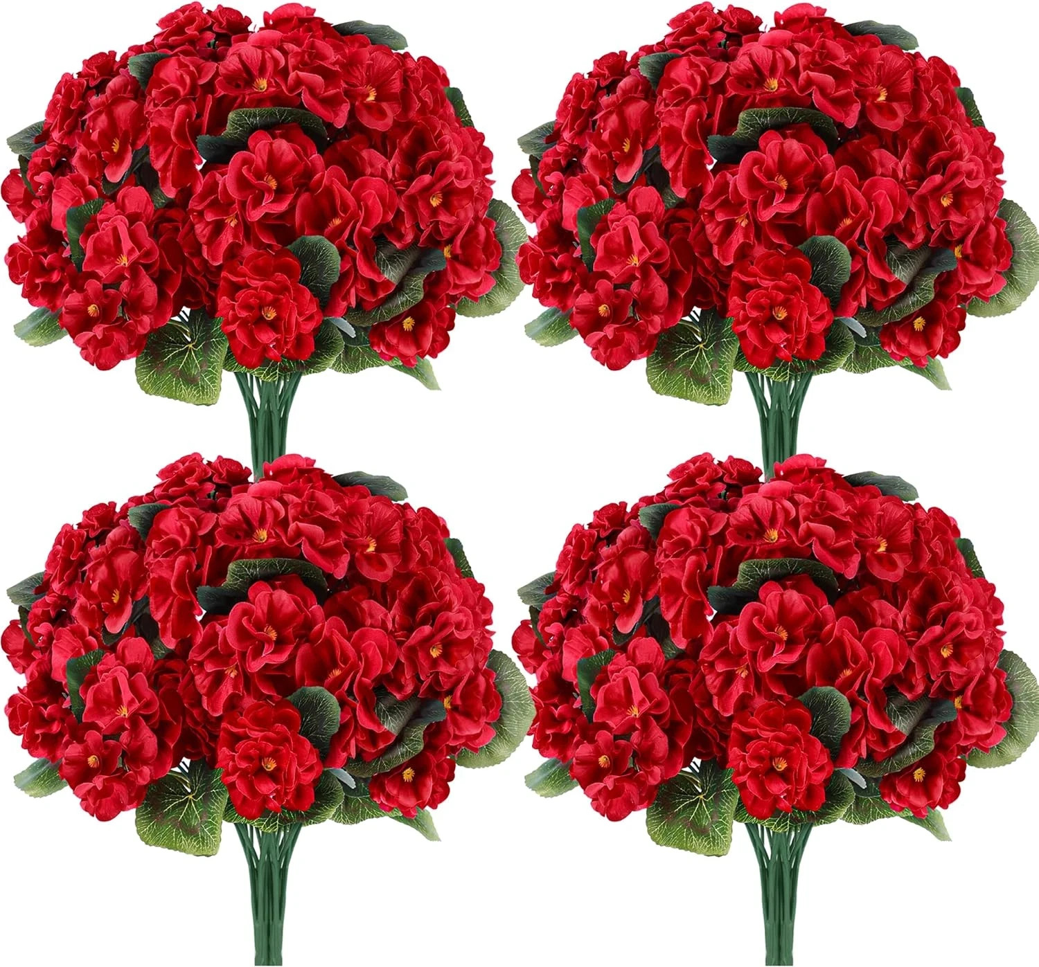 6 Pack Red Artificial Geraniums Flowers for Outdoors UV Resistant Faux Flowers f