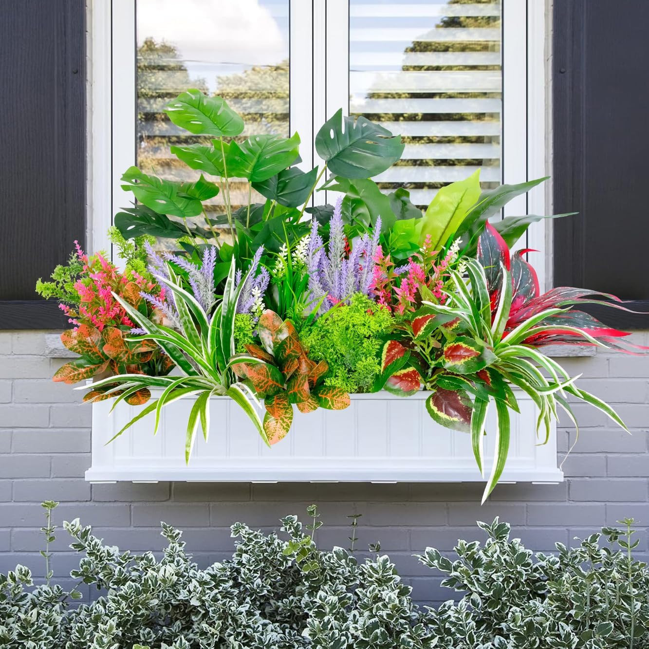 18 PCS UV Resistant Faux Plants for Outdoor Decor – 10 Varieties Mix