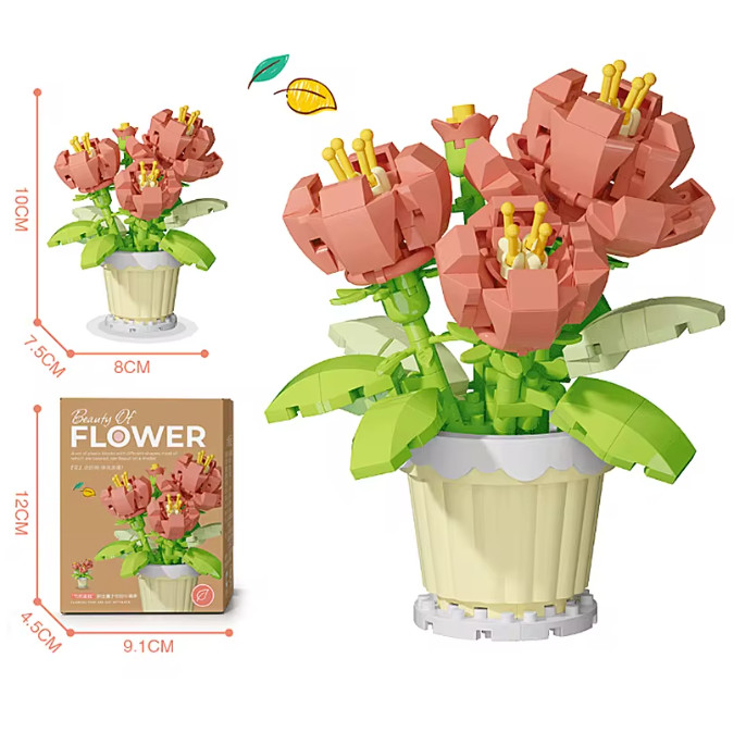Creative Building Block Bouquet, Eternal Flower Plant Potted Gift, Rose Sunflowe