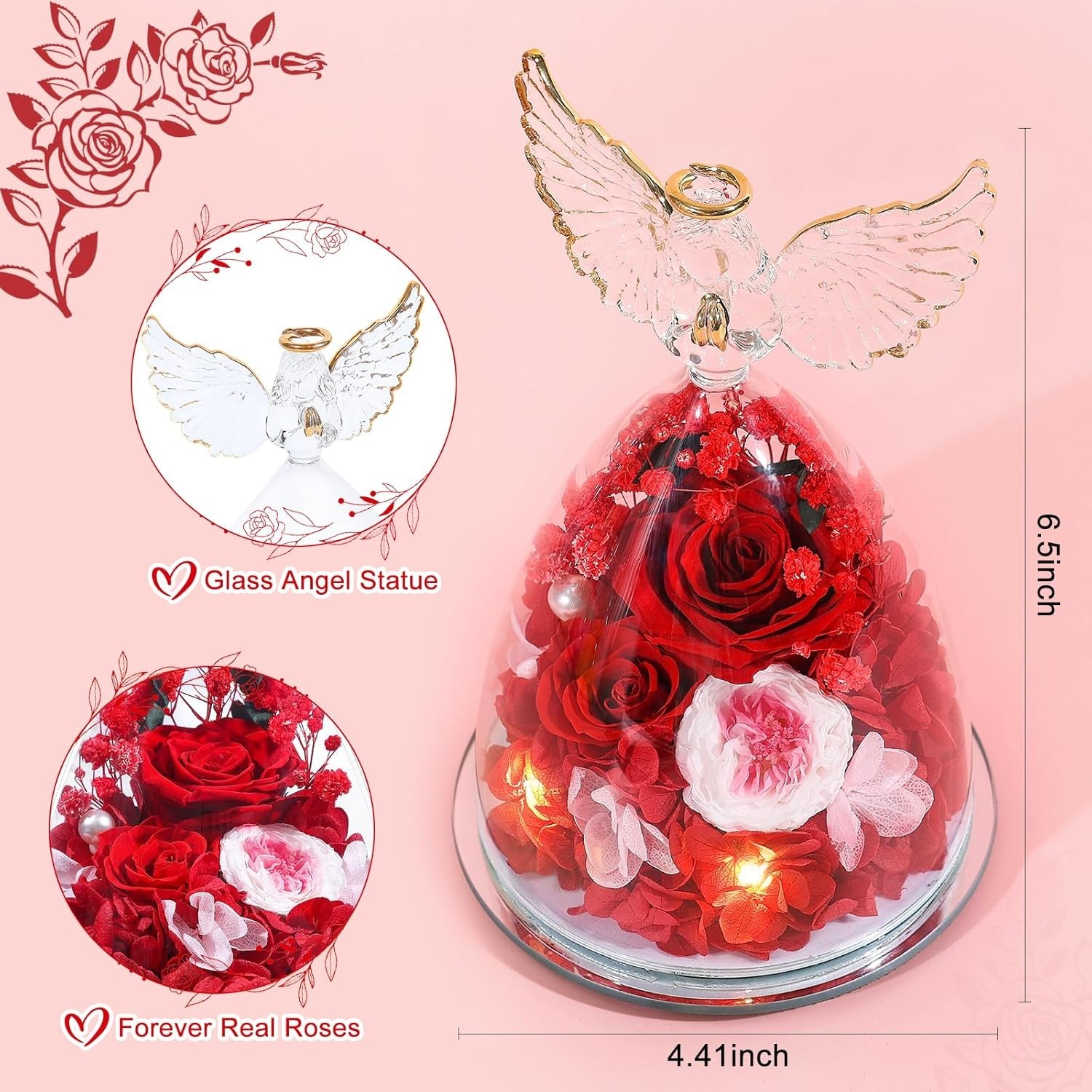 Valentines Day Gifts for Women Birthday Preserved Rose Forever Red