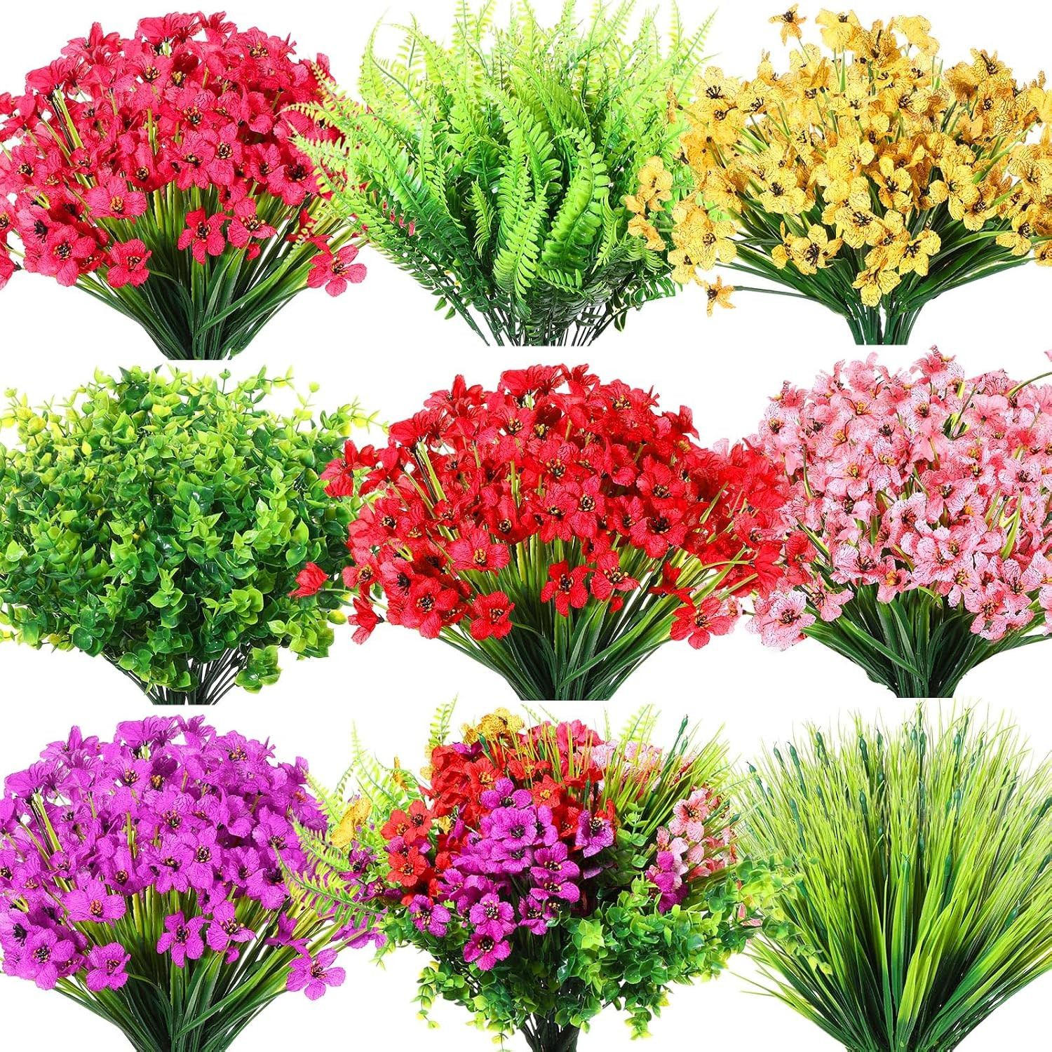 56 Bundles UV Resistant Artificial Flowers for Elegant Outdoor Decor