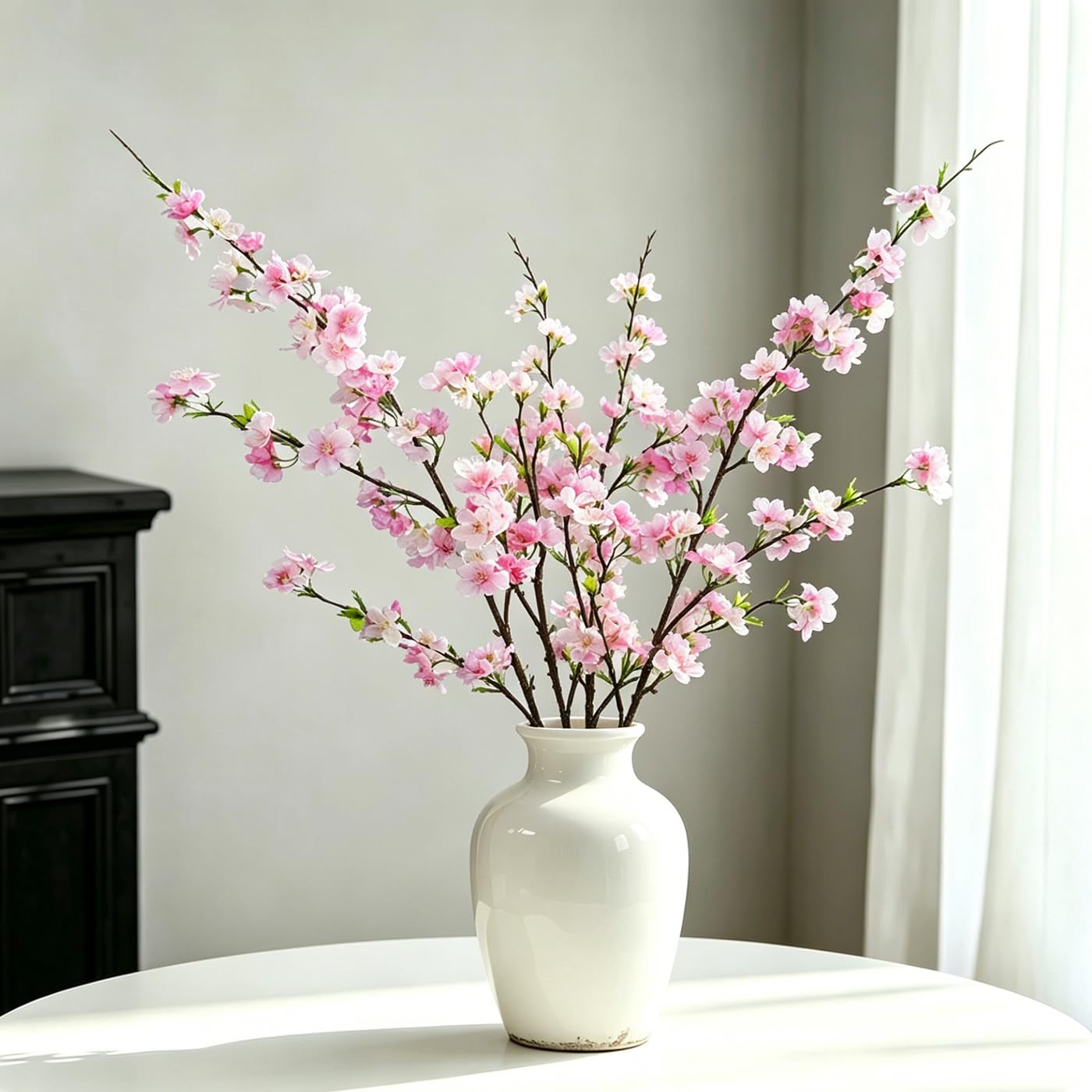 4Pcs Artificial Cherry Blossom Flowers 43 Inch Long Stem Cherry Blossom Decor…