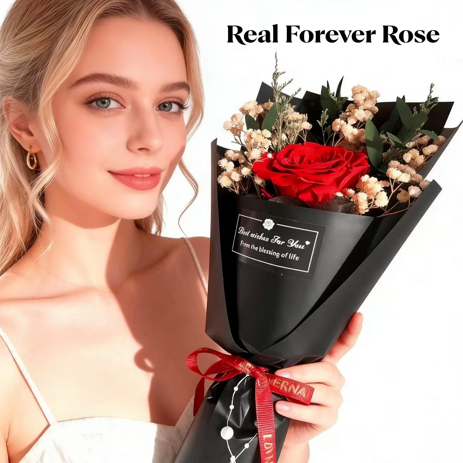 Real Preserved Red Forever Flower Roses Gift Box Valentines Day Anniversary