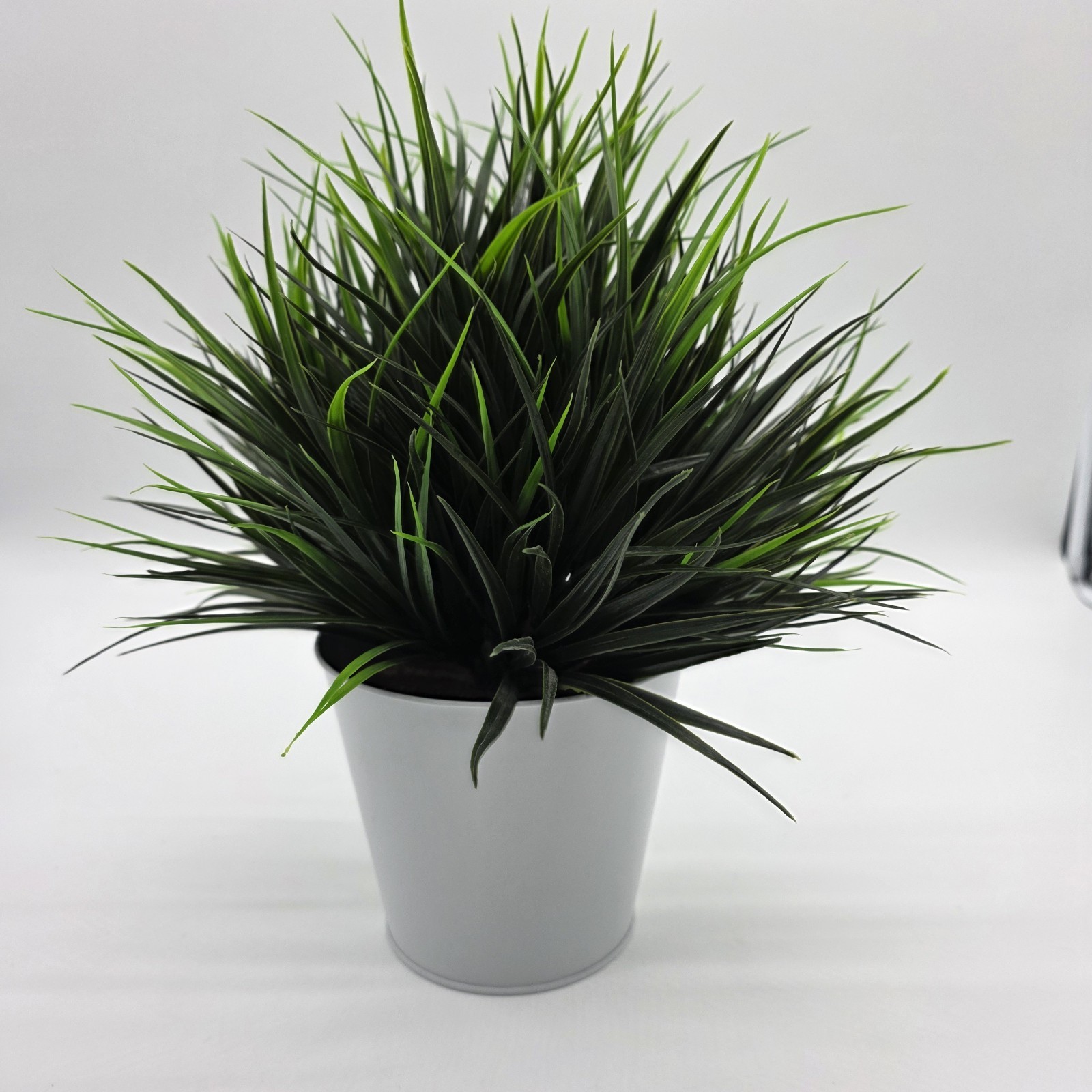 Artificial Grass Plant in White Pot Faux Greenery Desk Shelf Home Decor 14″