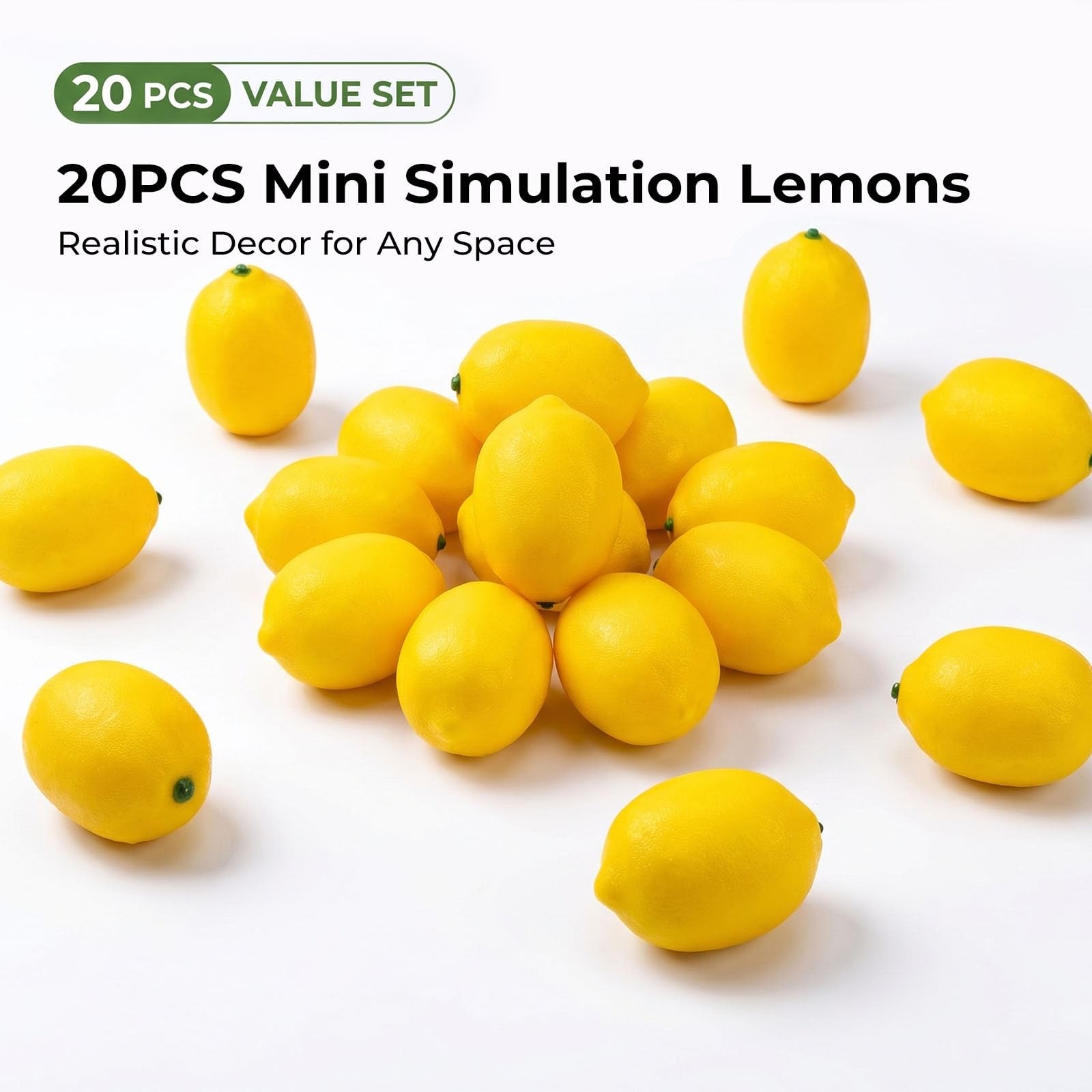 20PCS Small Artificial Lemons, Faux Yellow Lemons 2.7 X 1.8 Inch