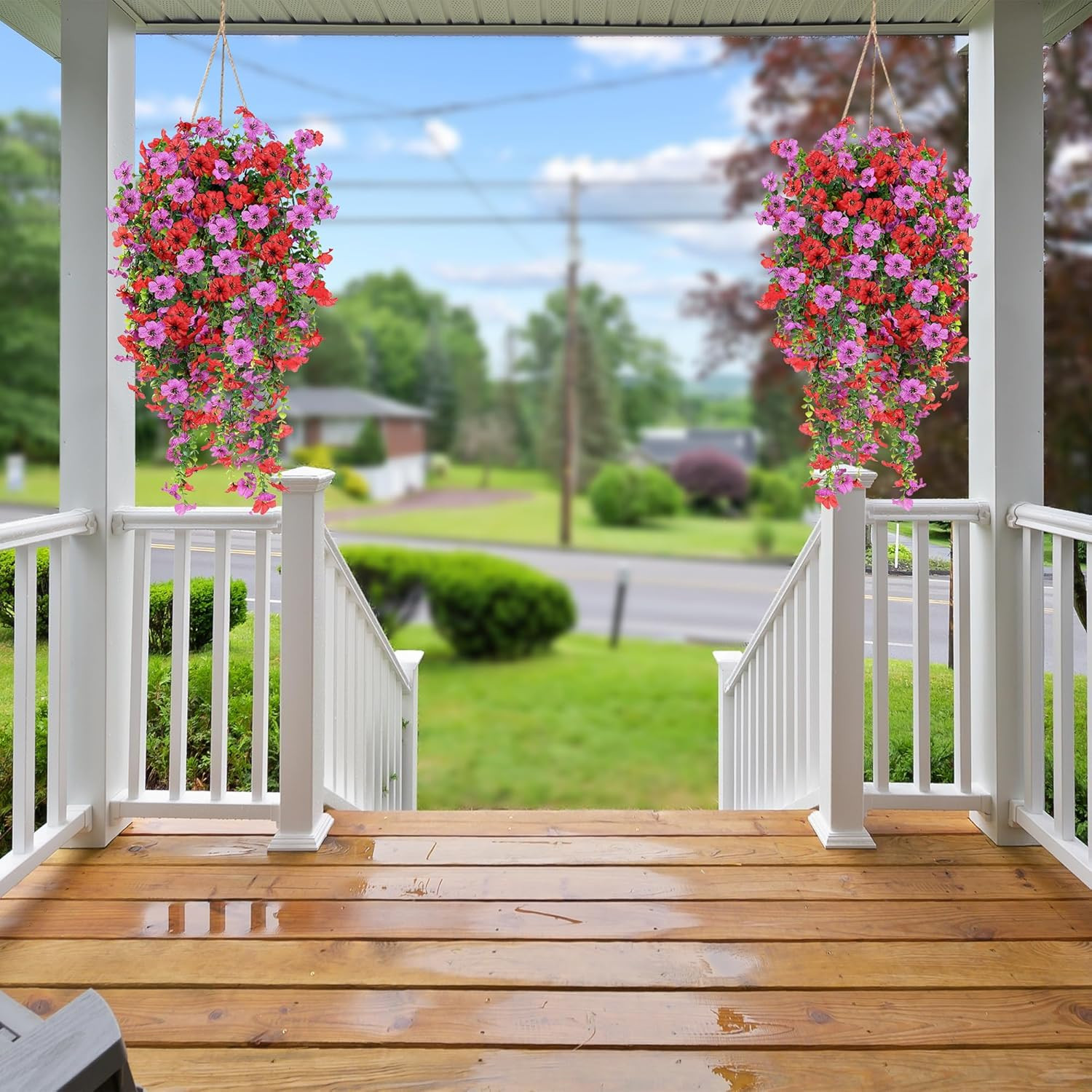 Artificial Fake Hanging Flowers Plants for Outdoor outside Spring Summer Decorat