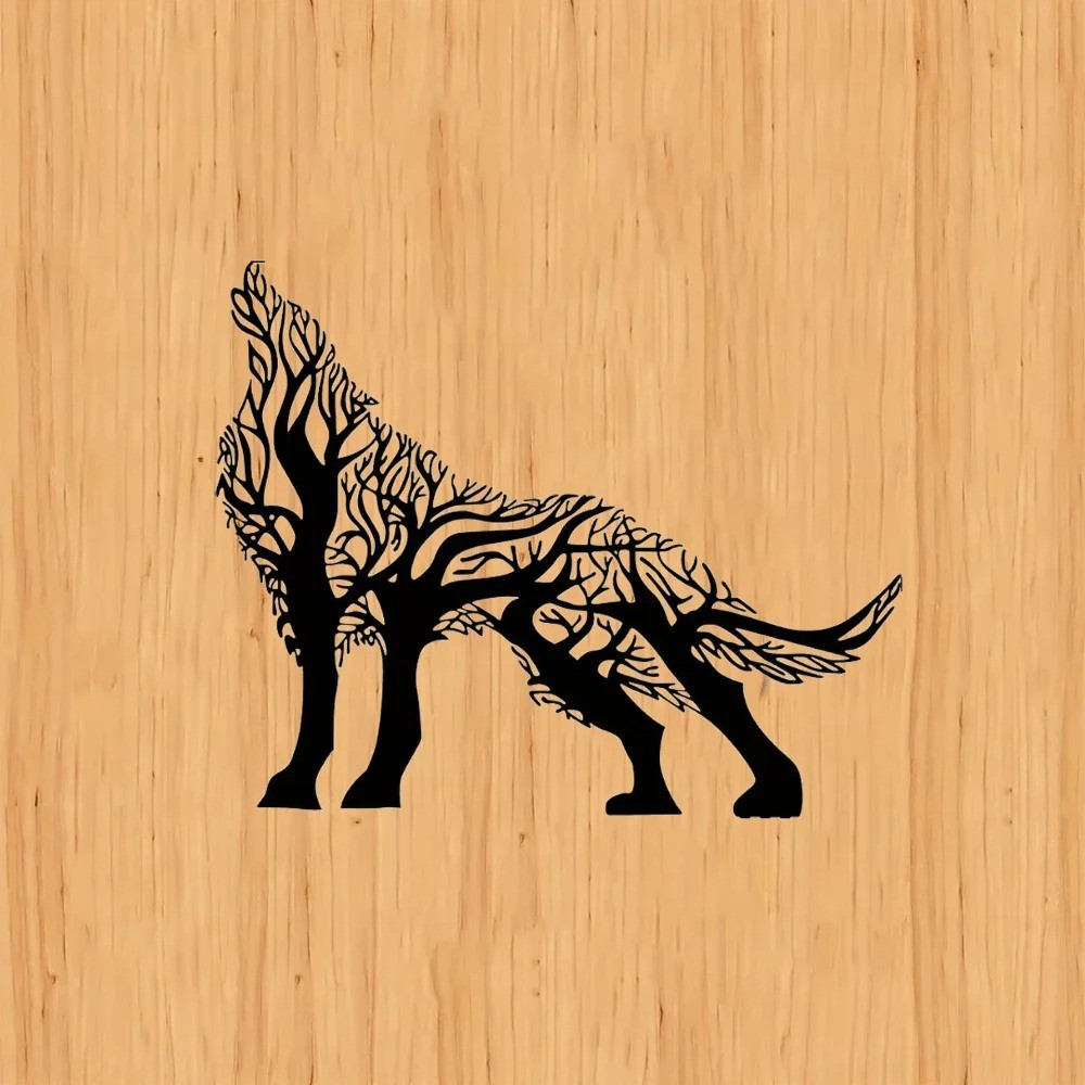 Unique Tree Branch Wolf Iron Wall Art – Elegant Living Room Decor Masterpiece