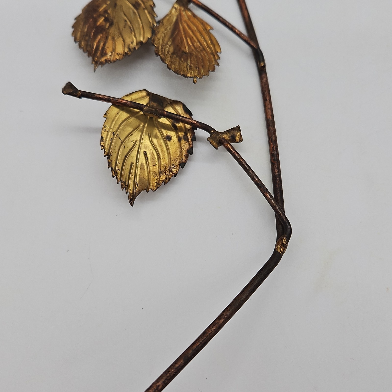Gold Tone Brass & Copper Flower Roses Leaf Metal Wall Hanging Decor Set