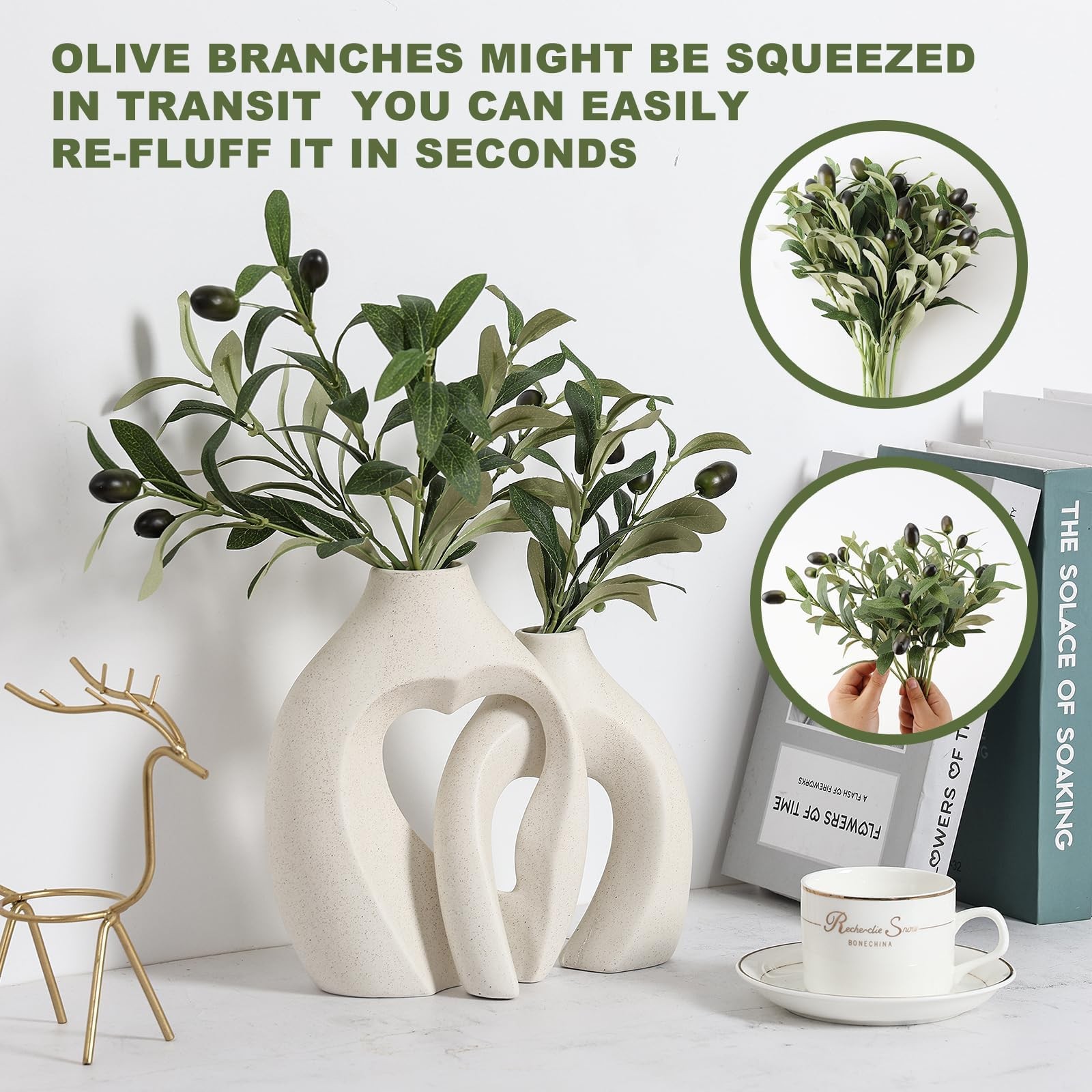 10pcs Faux Olive Leaves Stems 10â€ Tall Artificial Plants Olive Tree Branches