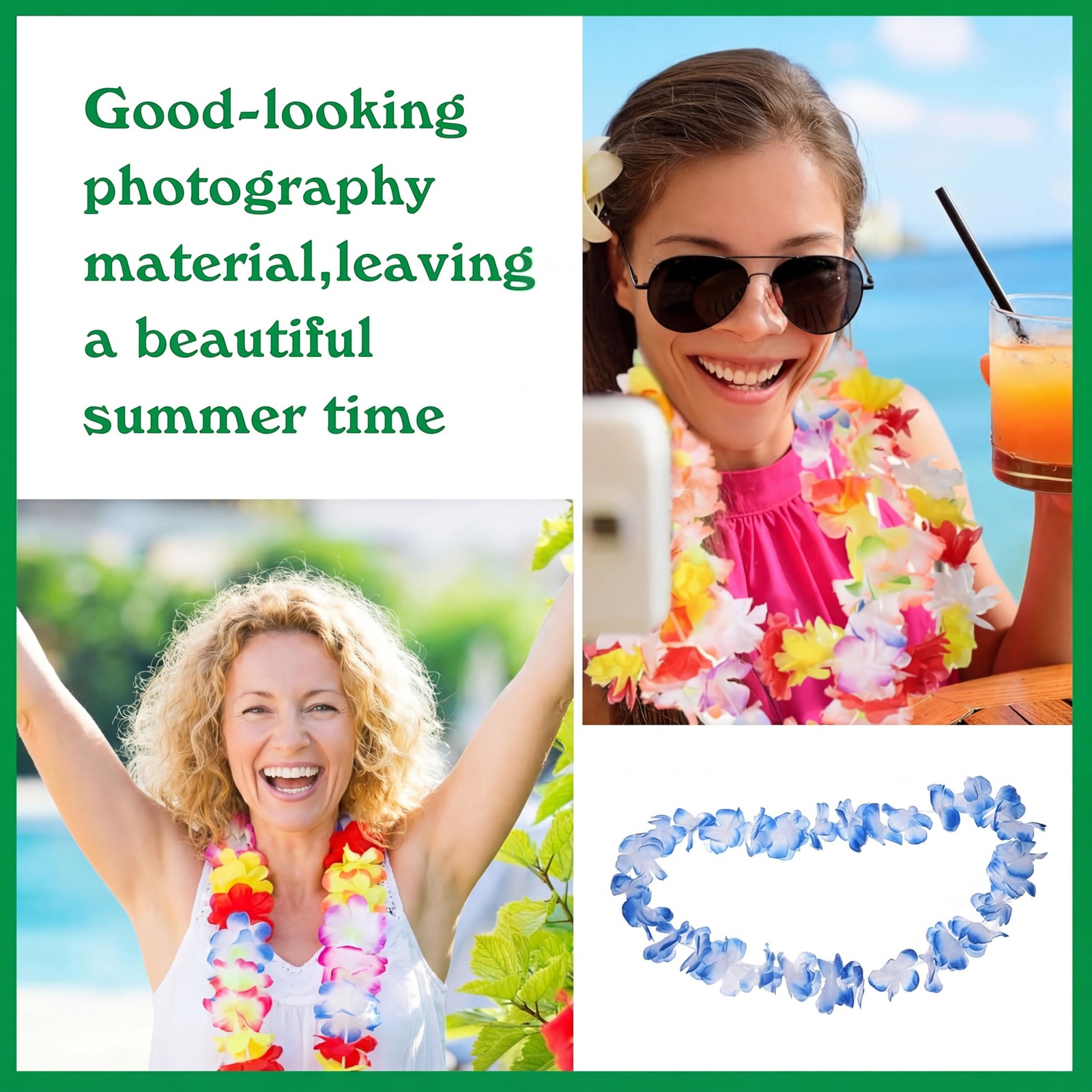 Hawaiian Luau Leis Flowers Necklaces Summer Beach Vacation Pool Luau Party Favor