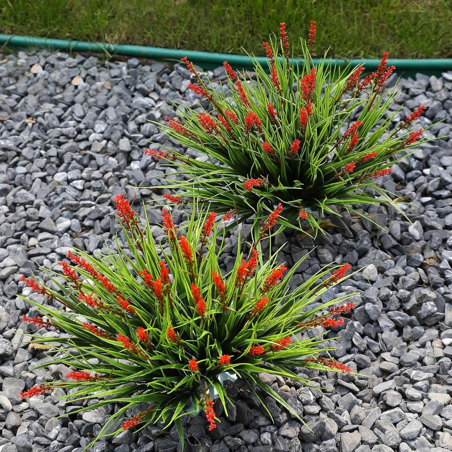 Stunning 12 Bundles of Artificial Red Flowers – Zero Maintenance Outdoor Decor