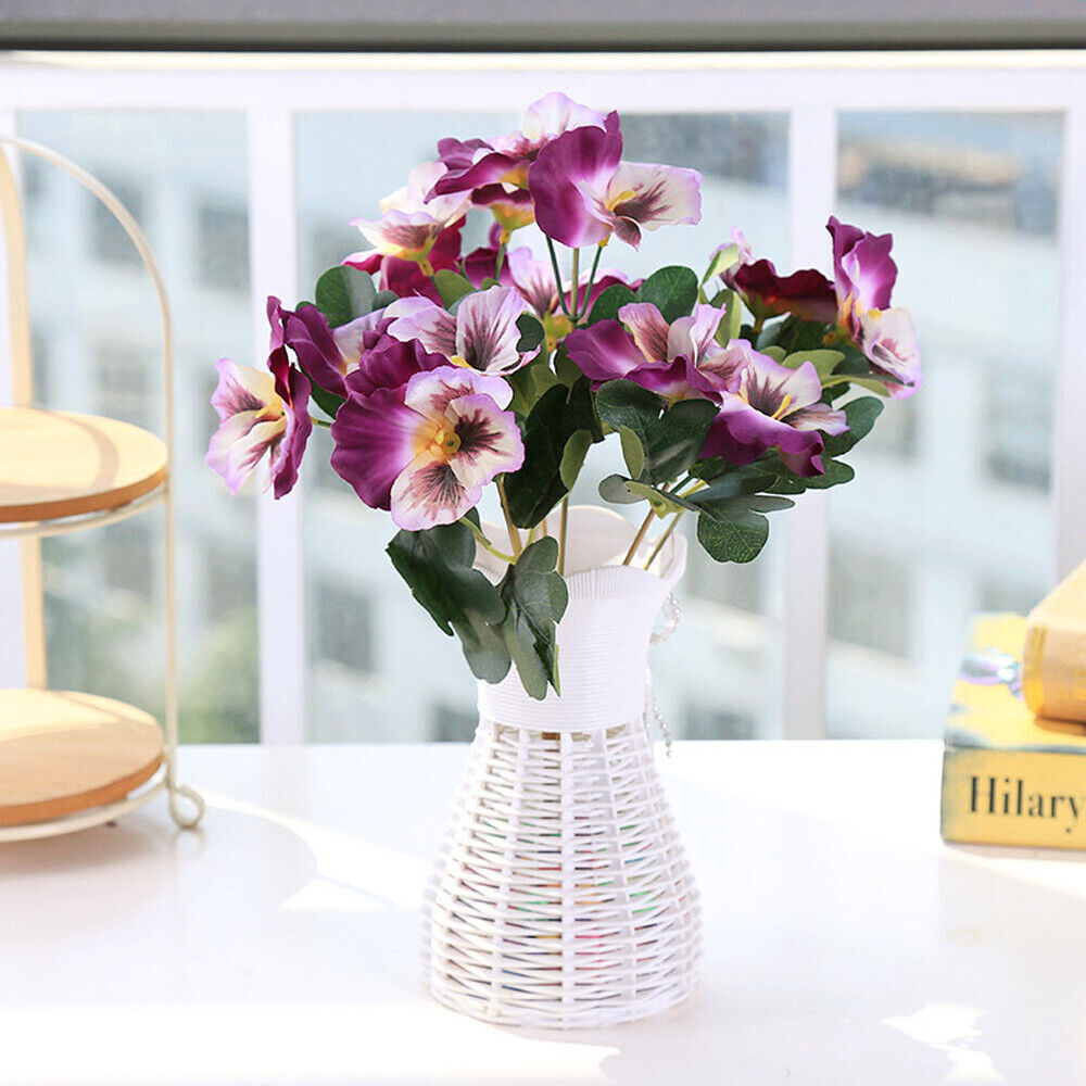 10 Heads Stems Artificial Silk Flowers Pansy Bunch Home Wedding Garden Outdoor