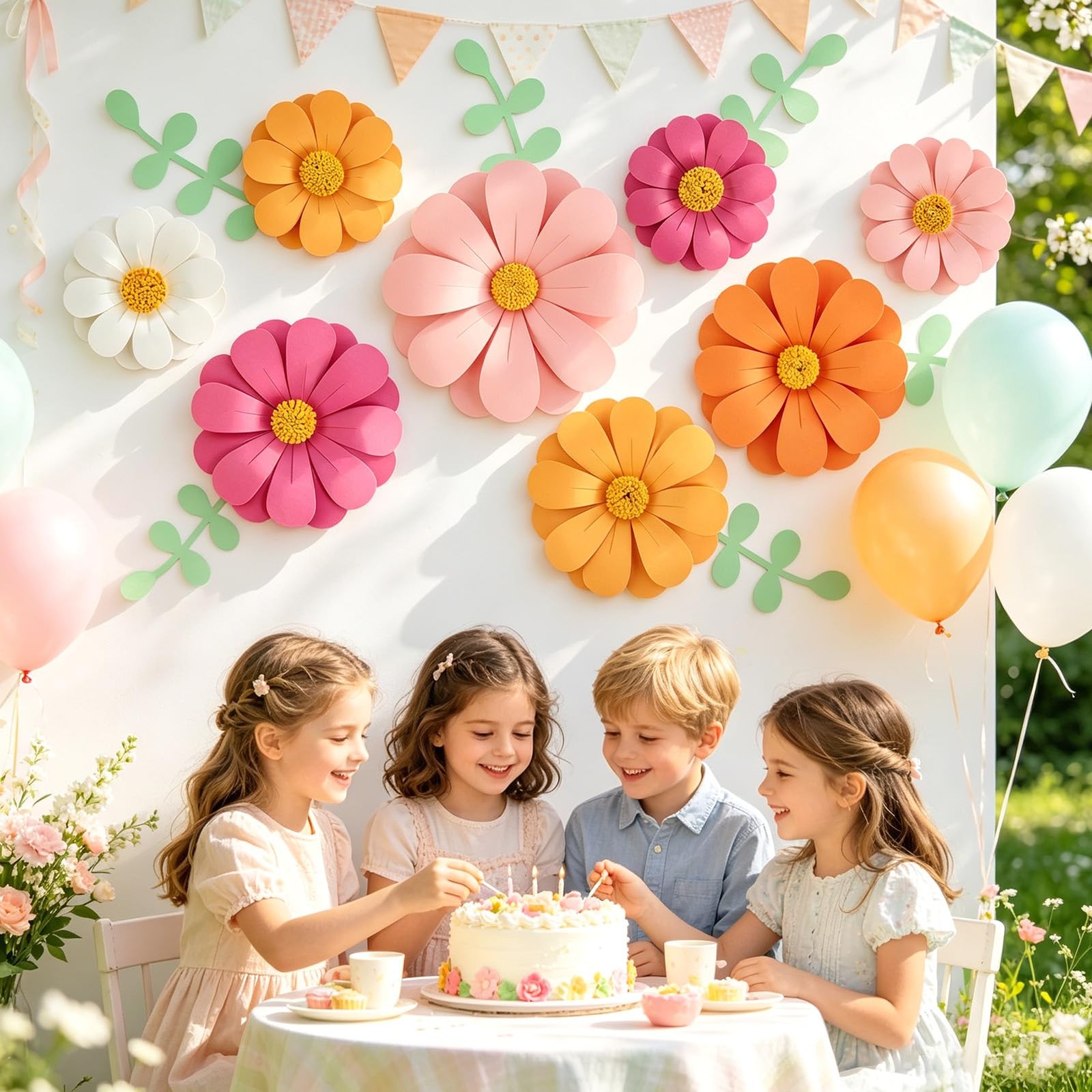 1 Kit Daisy Paper Flowers Party Decorations Wall Hanging Backdrop Decor