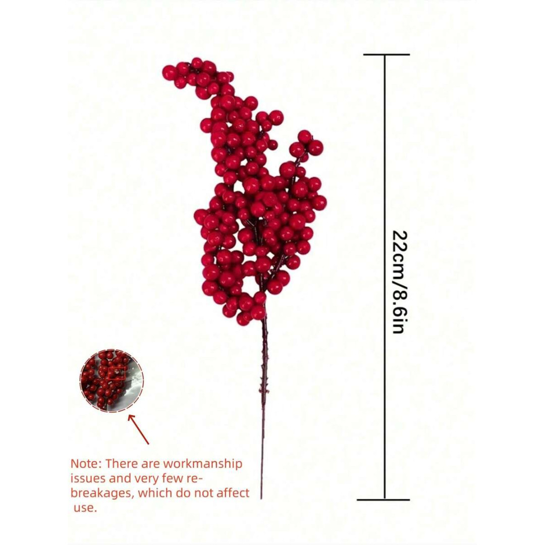 15pcs Artificial Red Berry Picks with Hawthorn Red Berries Branches Home Decor