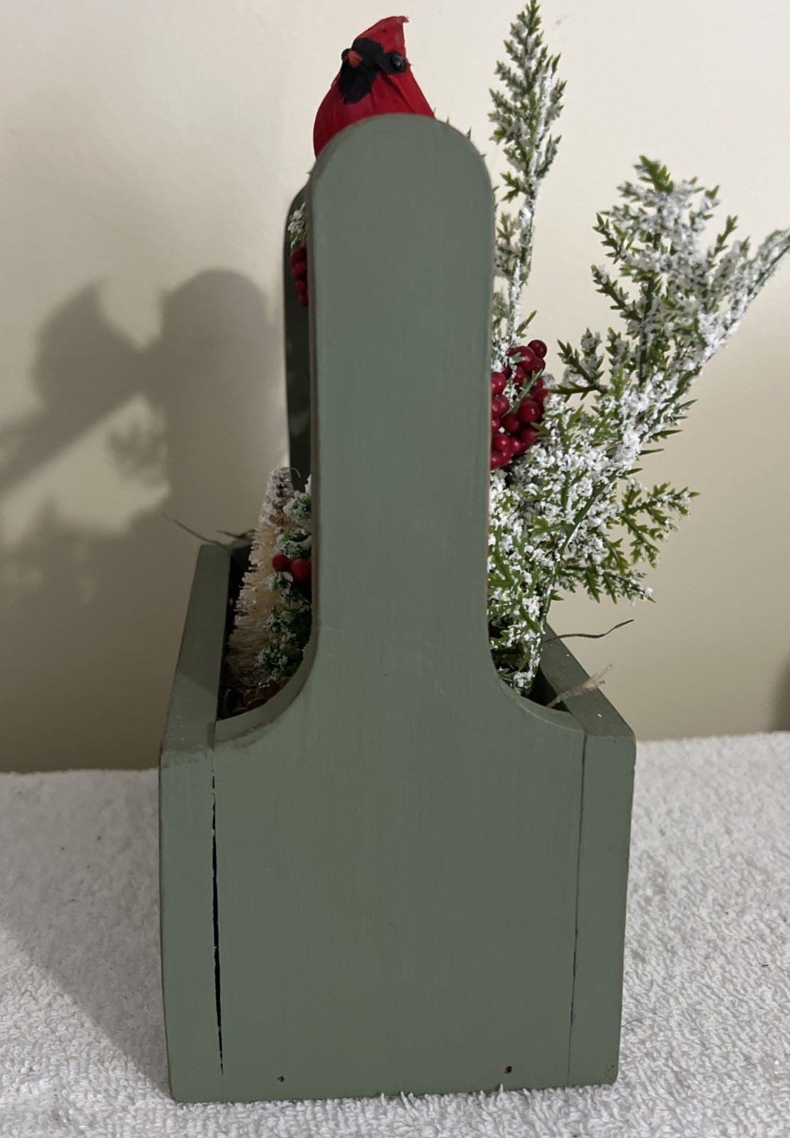 Rustic Centerpiece In Wood Box Cardinal Pinecones Winter Decor