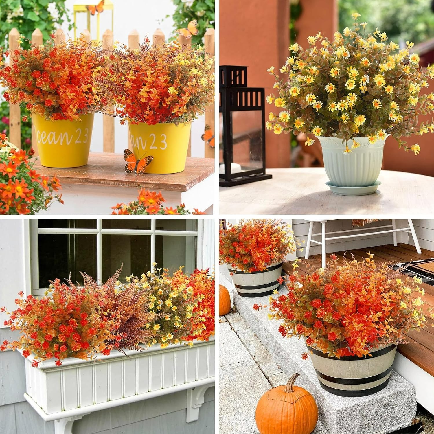 Artificial Fall Flower Collection – 24 Bundles of Colorful Seasonal Charm