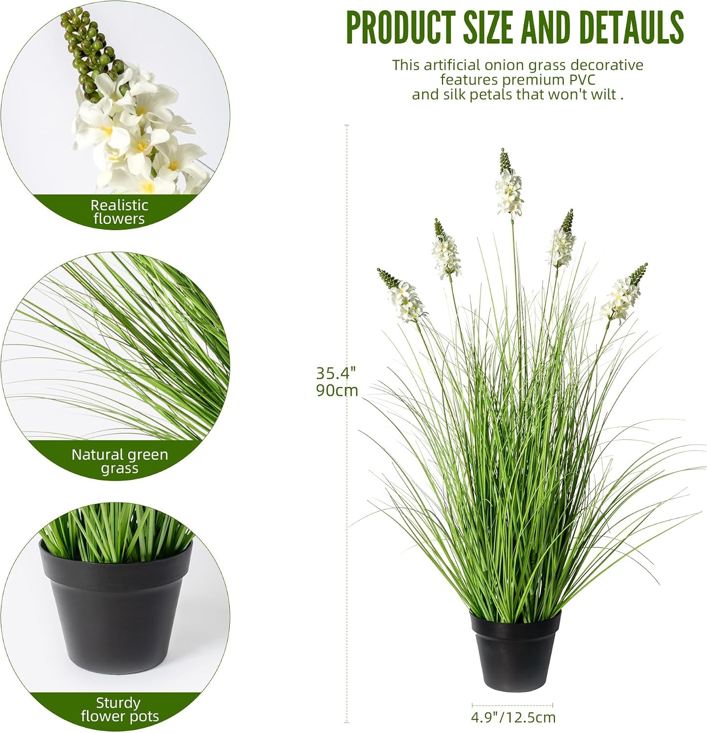 Artificial Plants Indoor Tall Grass Plants with Hyacinth Flower 35.4In Tall