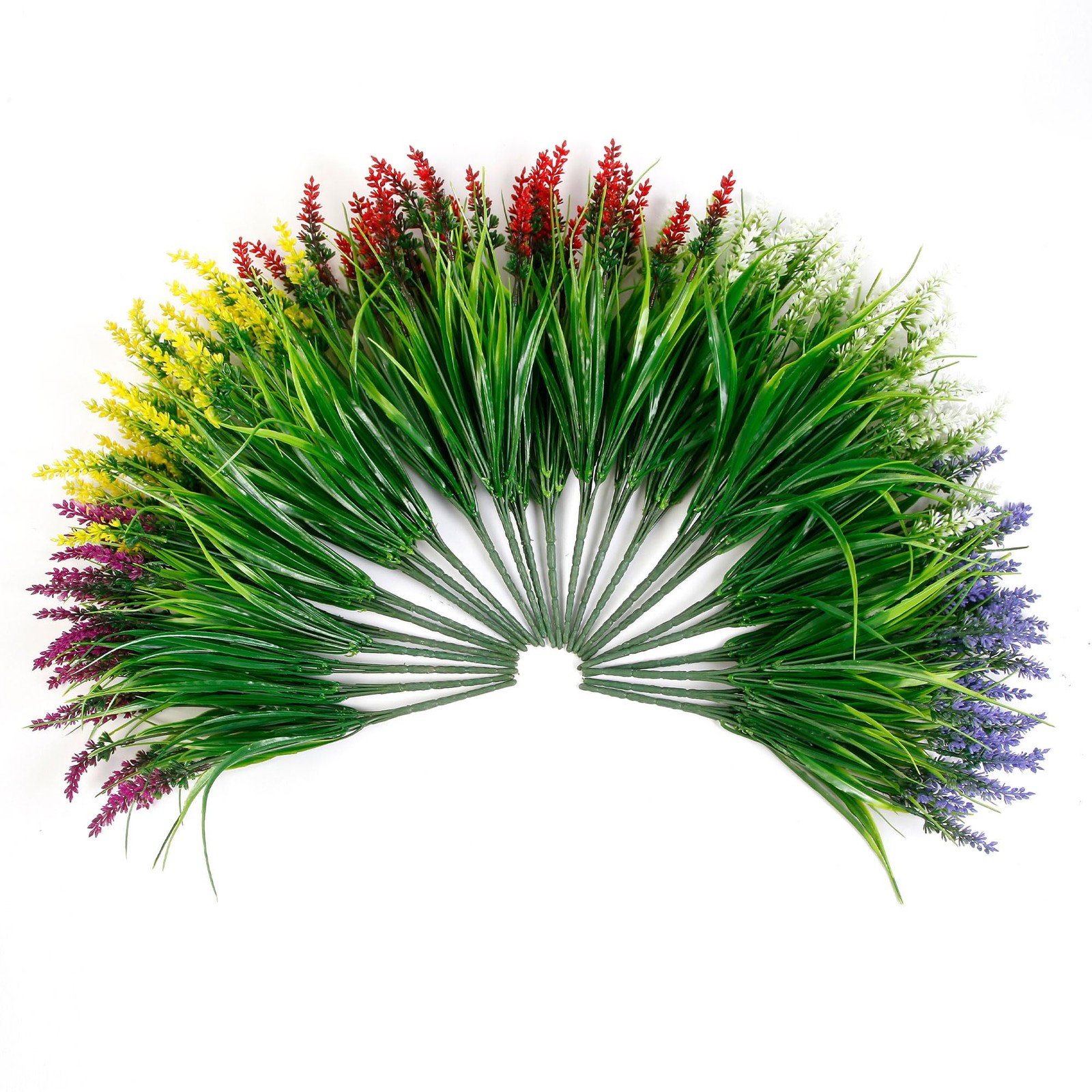 25 Bundles Artificial Plants Outdoor Fake Monkey Grass with Flowers Faux Gree…