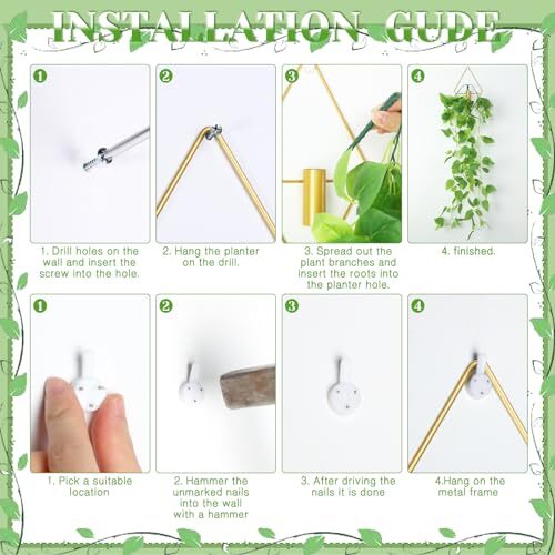 2 Pcs Hanging Planters with Artificial Plants Metal Hanging Vase Indoor