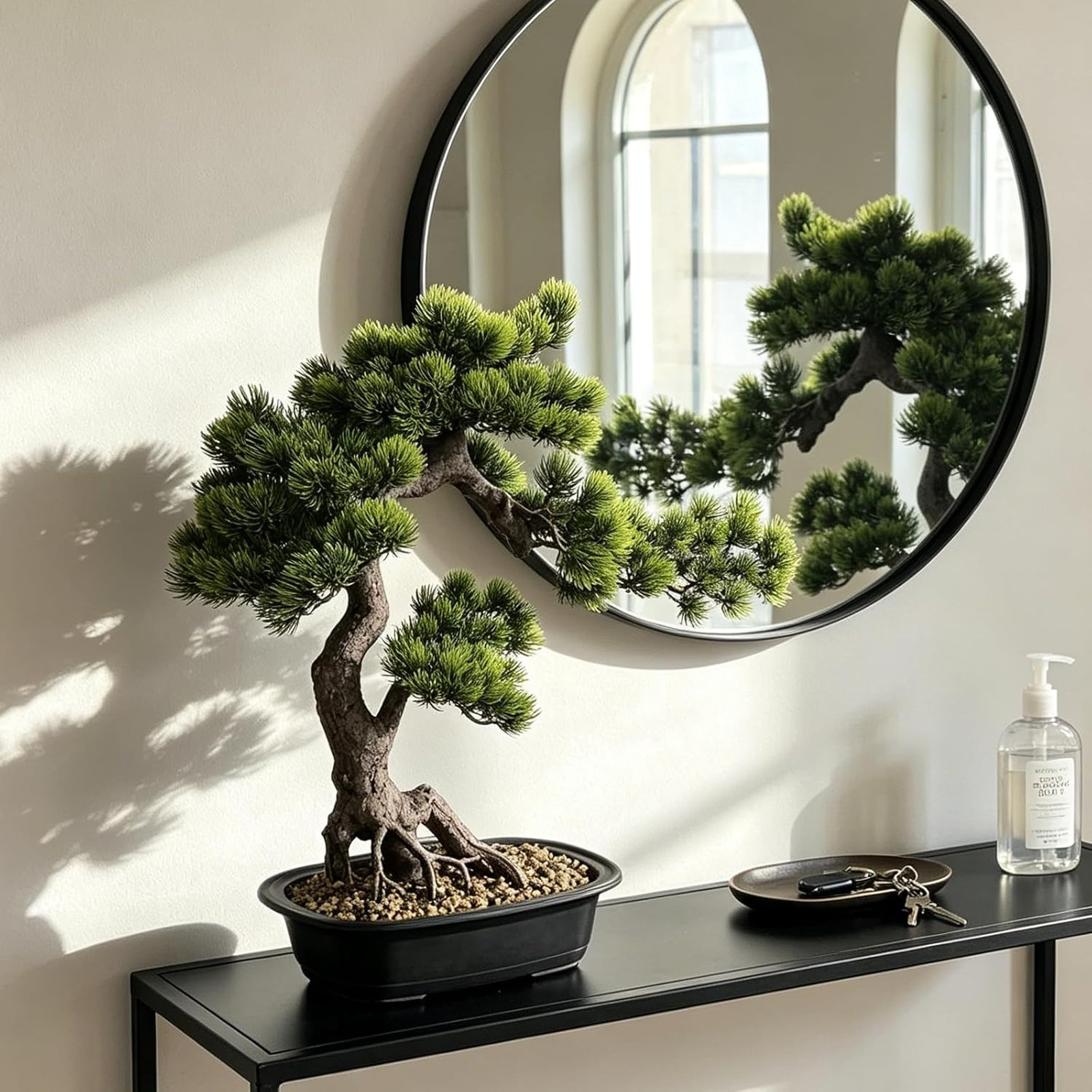Artificial Bonsai Plant, Faux Juniper Tree 20 inch, Indoor Decor for Office Home