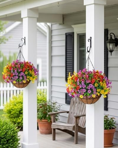 Artificial Faux Fake Hanging Flowers Plants Basket for Summer Outdoor outside De