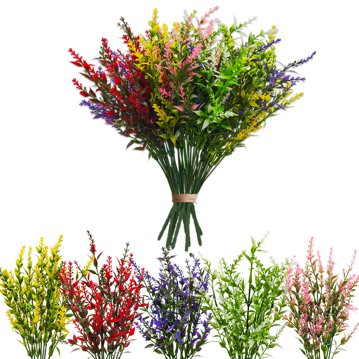 8 Bundles Artificial Flowers UV Resistant Fake Plants Outdoor Home Garden Decor