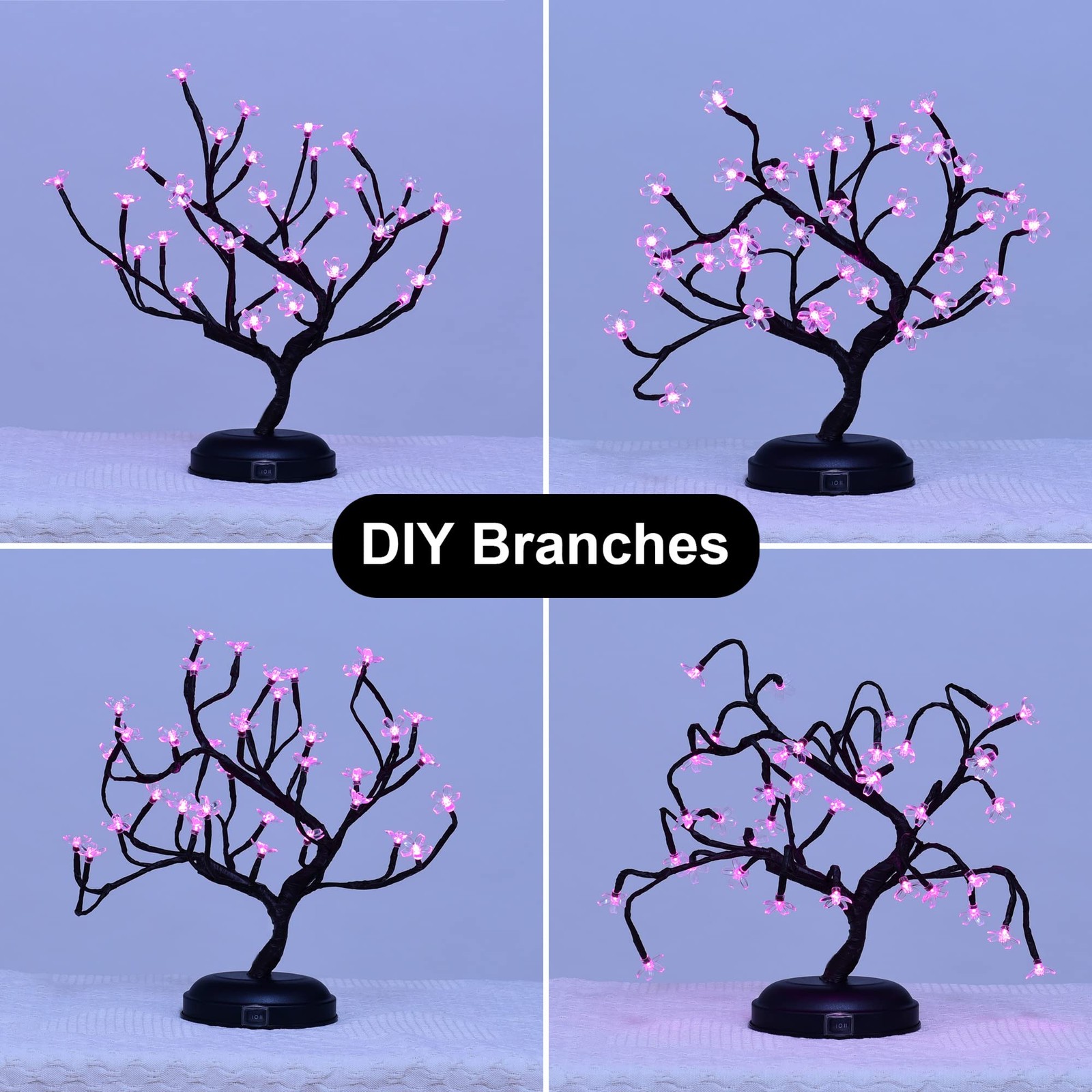 16Inch 36LED Cherry Blossom Bonsai Light, Pink Light, Battery Powered and Plu…