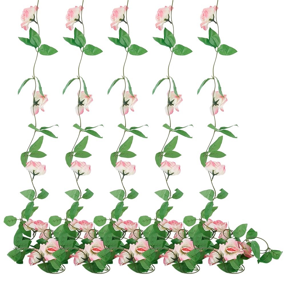 6Pcs 44 Ft Artificial Rose Vine Fake Flower Garland, Faux Floral Garland Hang…