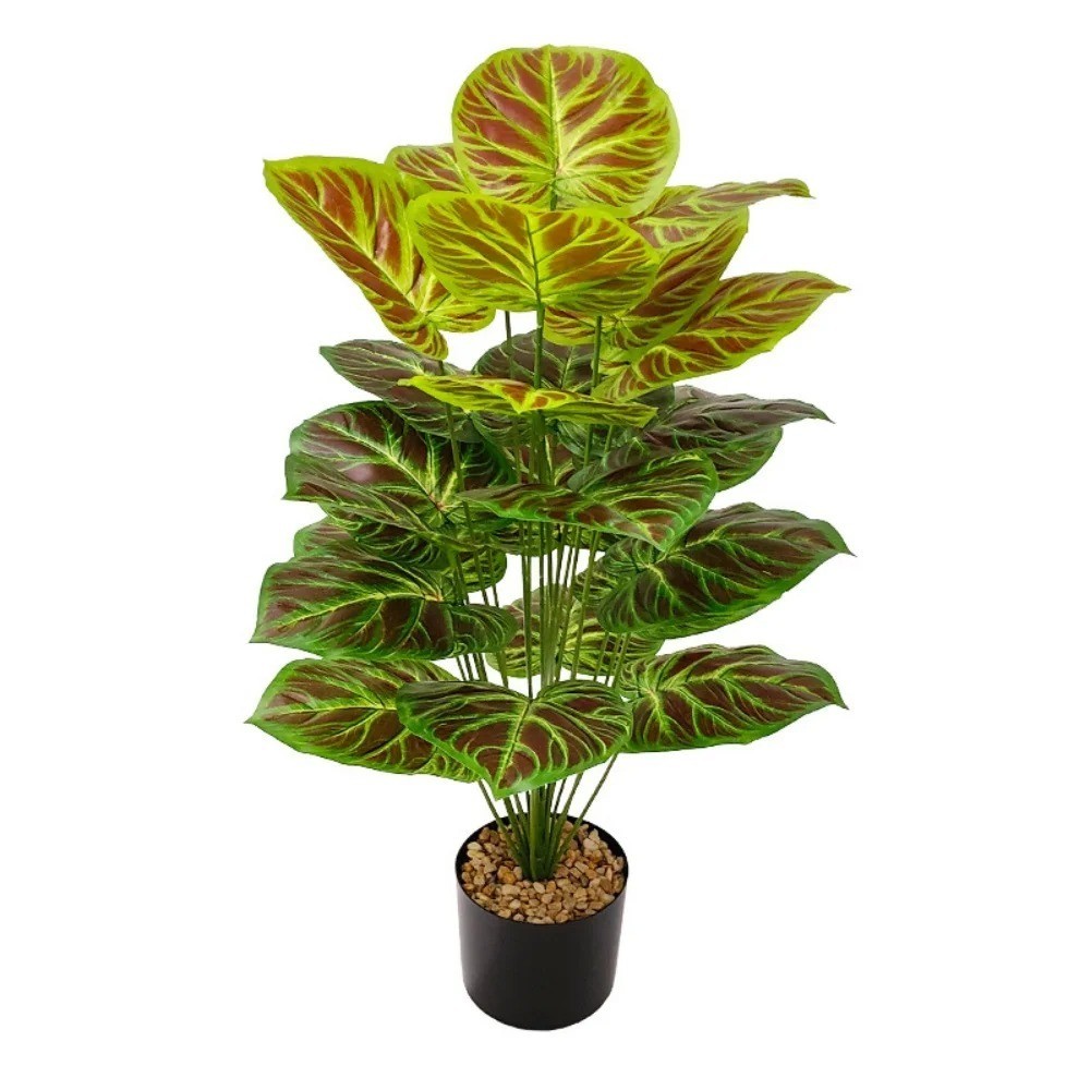 Home Party Decoration Purple & Green Leaf Decor Artificial Plant Simulation Pot