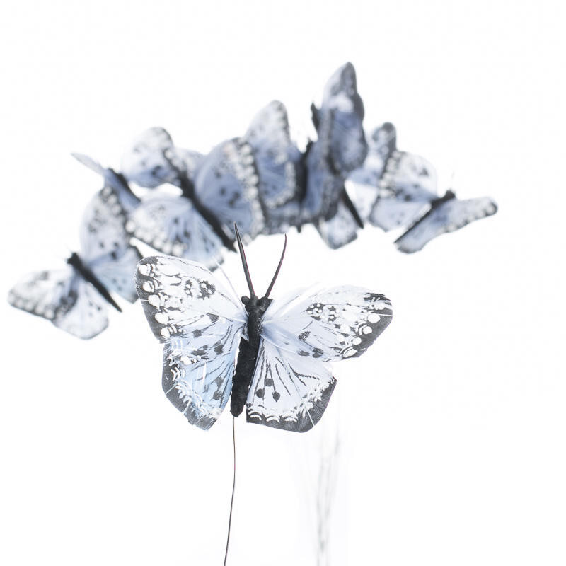 Package of 12 Light Blue Monarch Artificial 2-1/2″ Butterflies