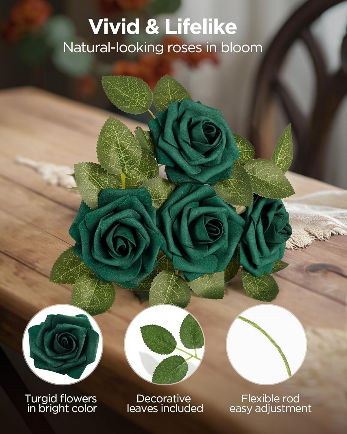 Hunt Green Foam Roses Bulk – 100 Pcs for DIY Wedding Decor