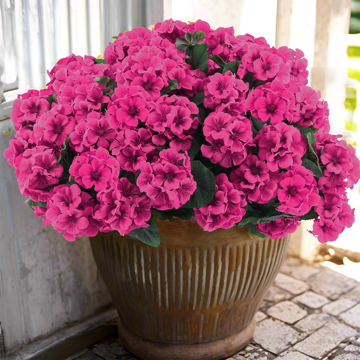 6 Pcs Artificial Geranium Flowers for Outdoors Geraniums Silk Flowers Outdoor UV