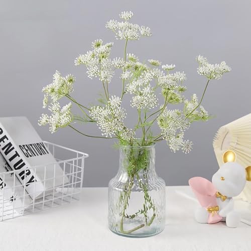 4pcs Artificial Queen Anne’s Lace Flowers 20″ White Fake Carrot Flower Faux