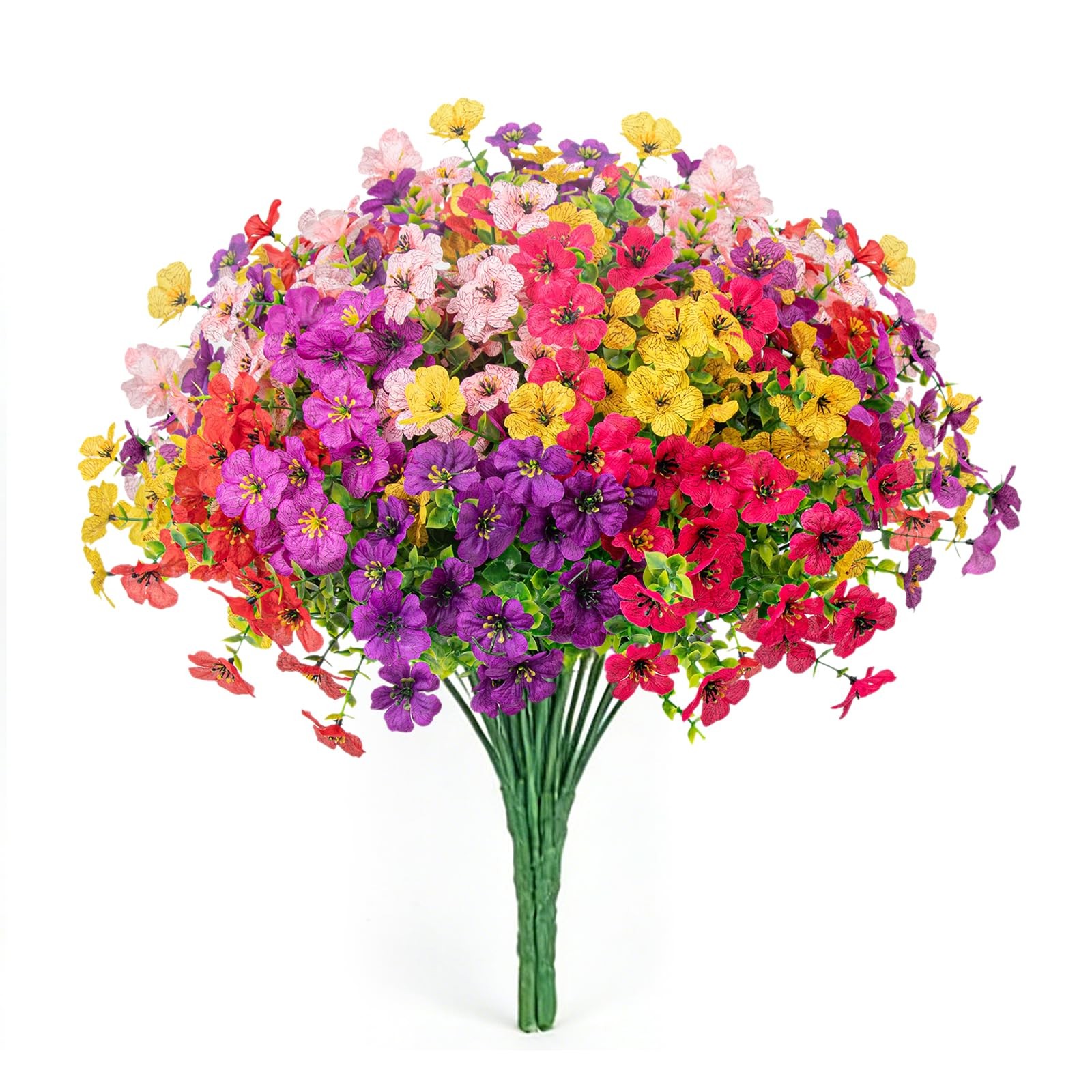 Artificial Flowers for Outdoors Decoration for UV Resistant Silk,16 Bundles