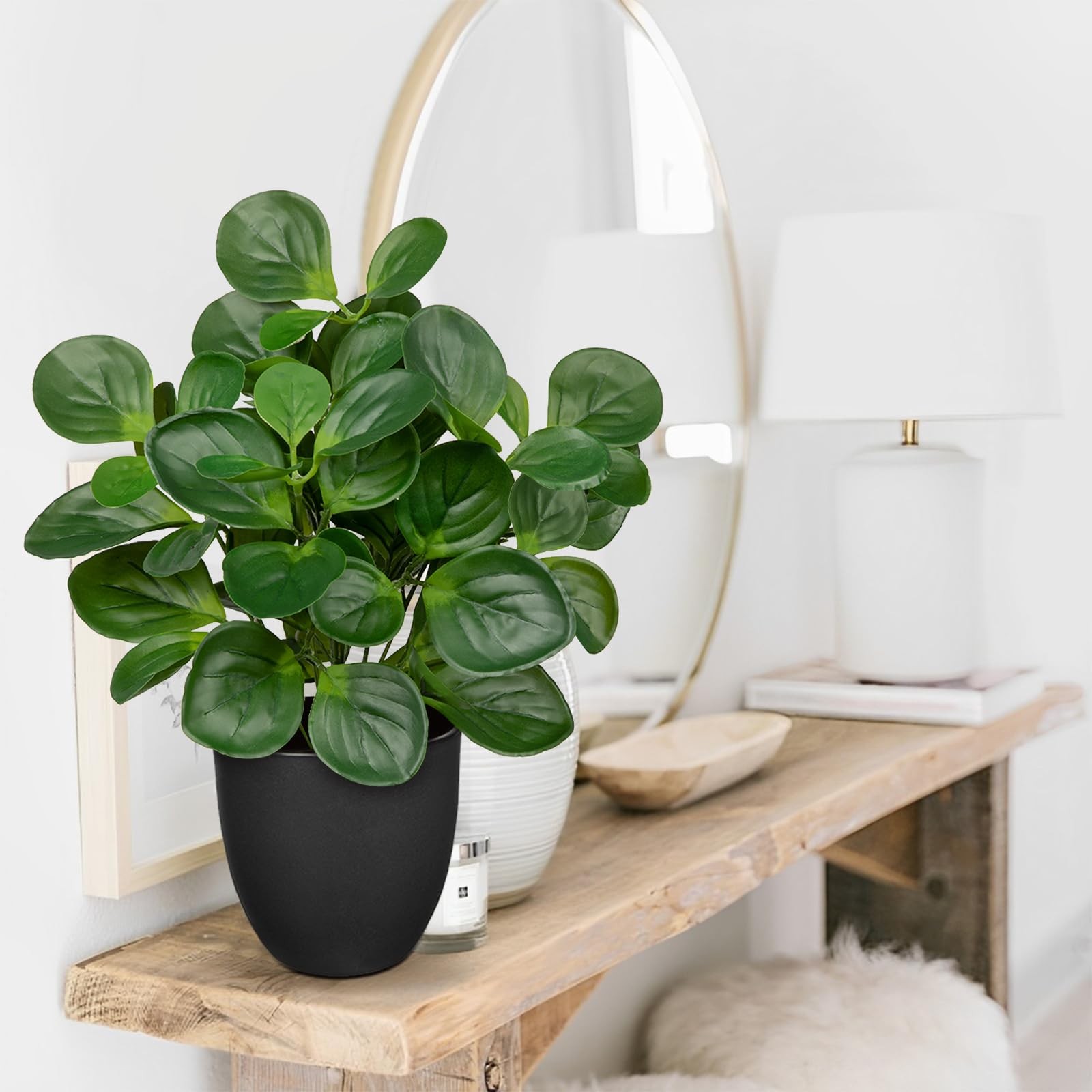 14.5″ Artificial Plants Indoor Home Decor Fake Potted Silk Plant Peperomia Hope